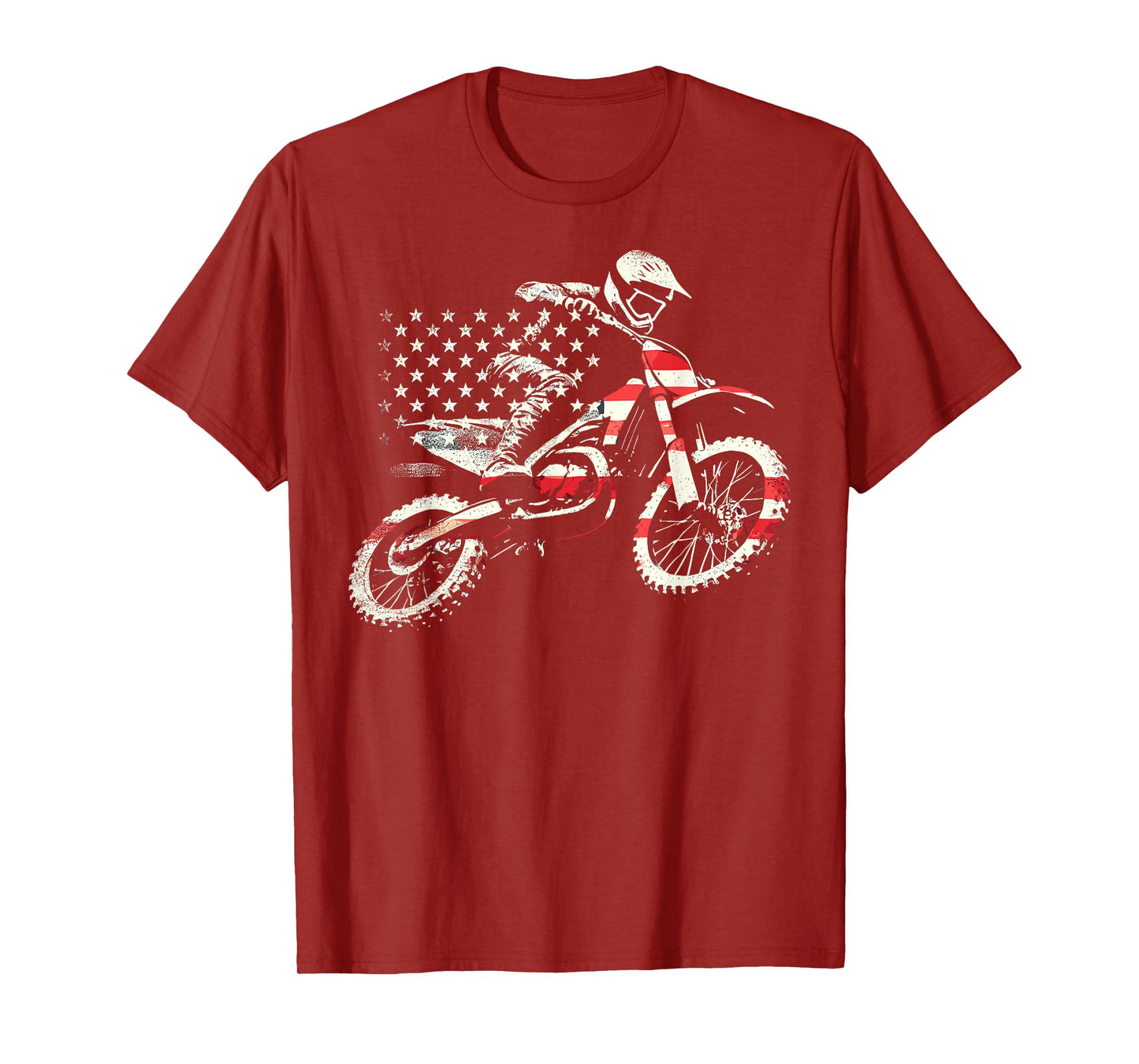 Dirt Bike Retro American Flag Motocross Enduro T-Shirt