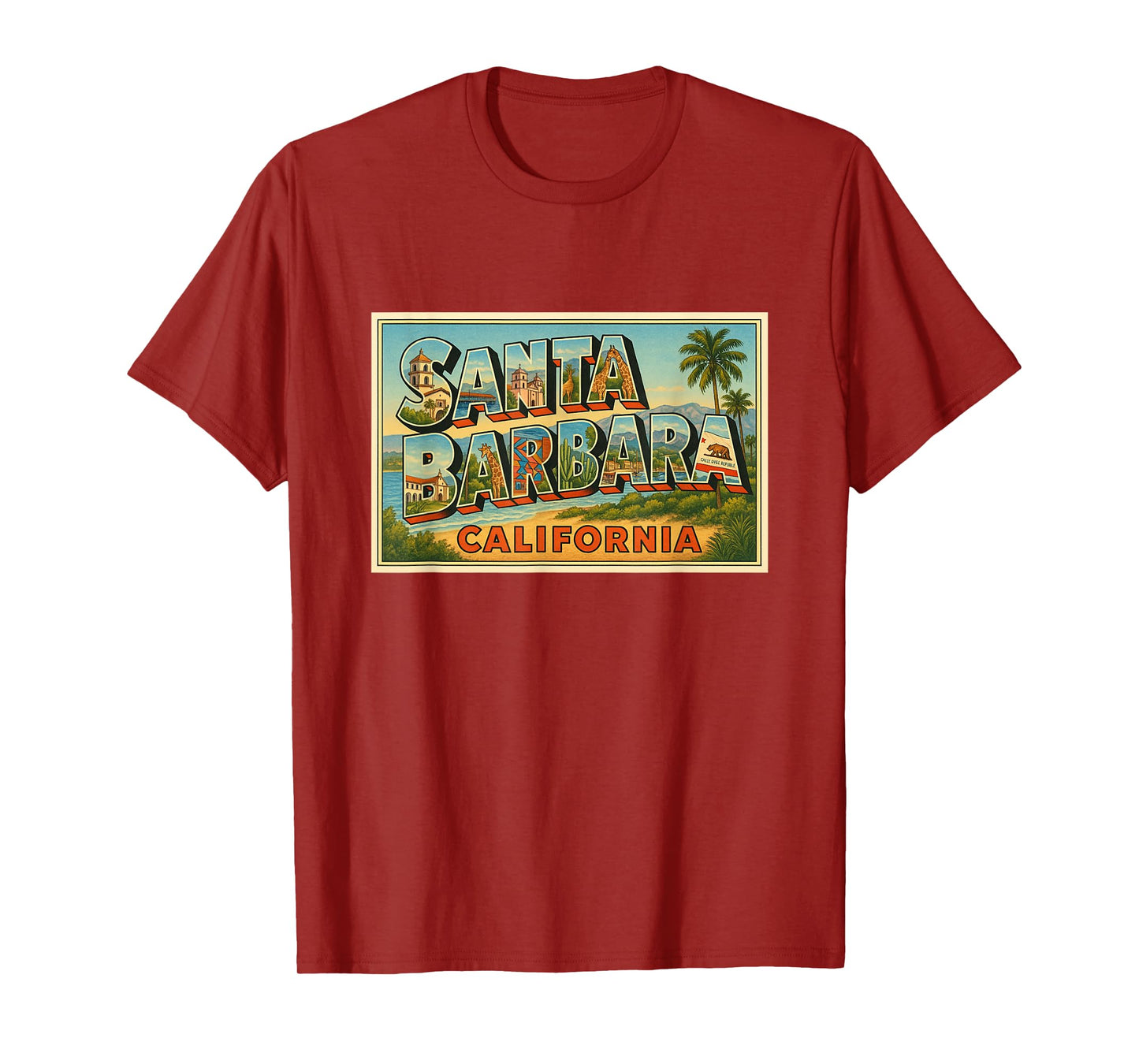 Santa Barbara Claifornia Vintage Souvenir Poster Art Graphic T-Shirt