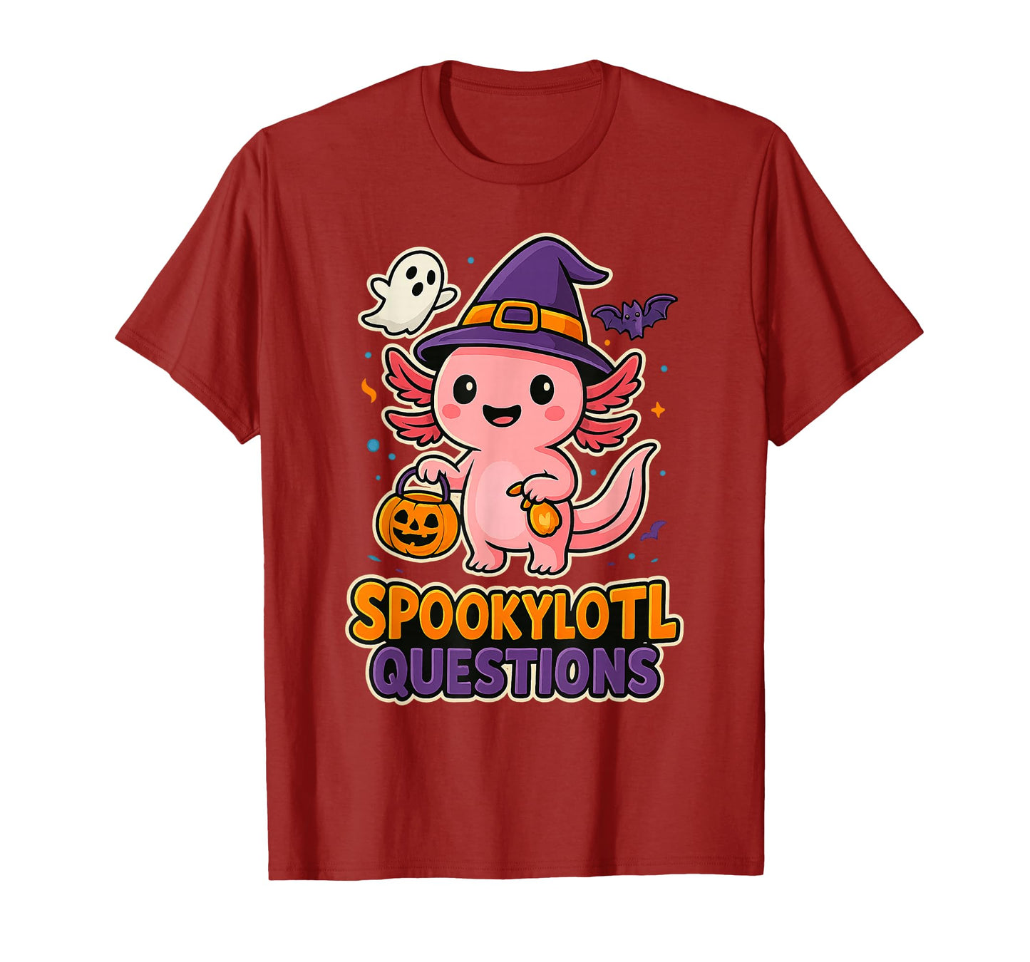 Funny Halloween Axolotl Spookylotl Pumpkin Kawaii Question T-Shirt