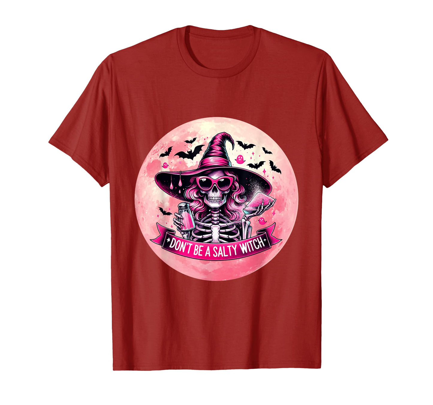 Dont Be A Salty Witch Funny Skeleton Moon Halloween T-Shirt