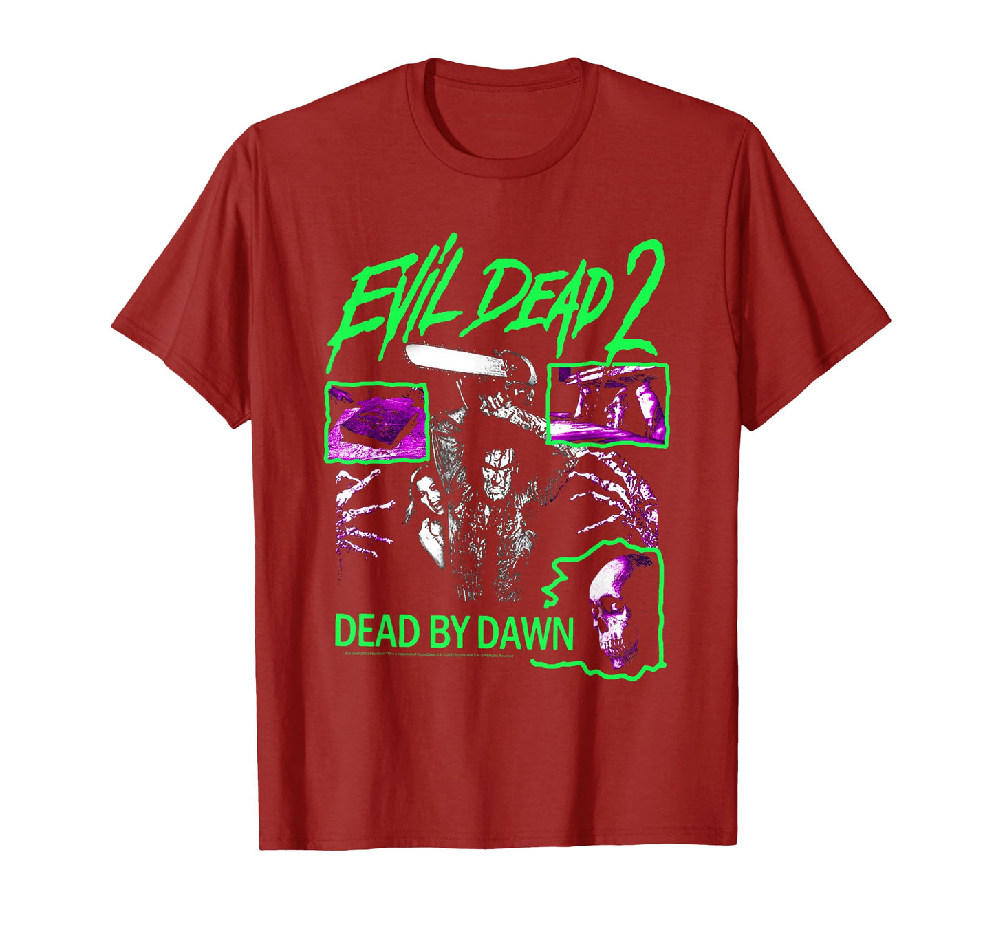 Evil Dead 2 Dead by Dawn Neon Collage Horror Movie T-Shirt