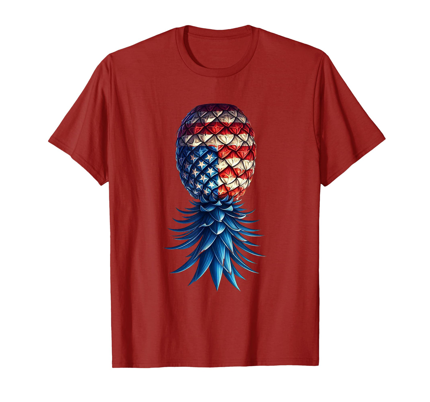 July Patriotic Red White Blue Upside Down Pineapple Swinger T-Shirt