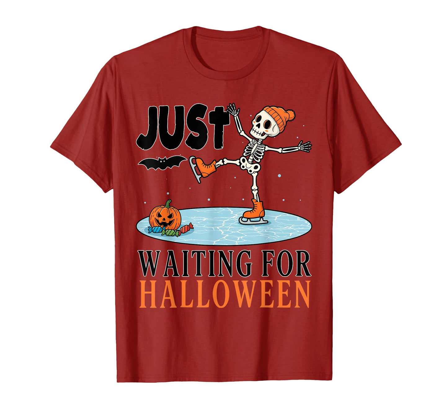 Just Waiting for Halloween Winterween Christmas Winter T-Shirt
