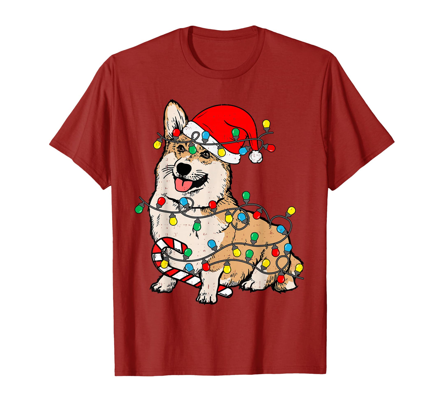 Corgi Dog Christmas Lights Pajama Santa Xmas Pet Dog Lover T-Shirt