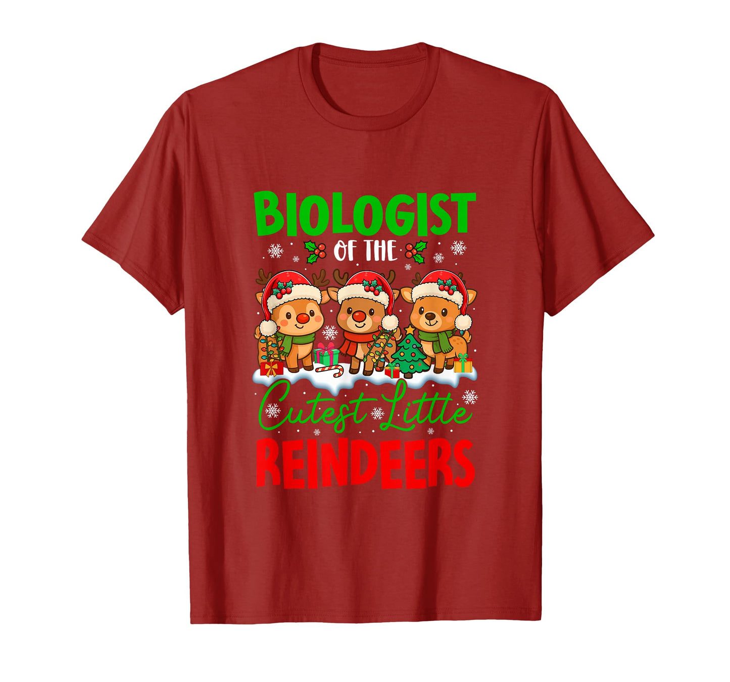 Biologist of Cutest Reindeers Xmas Three Santa Reindeers T-Shirt