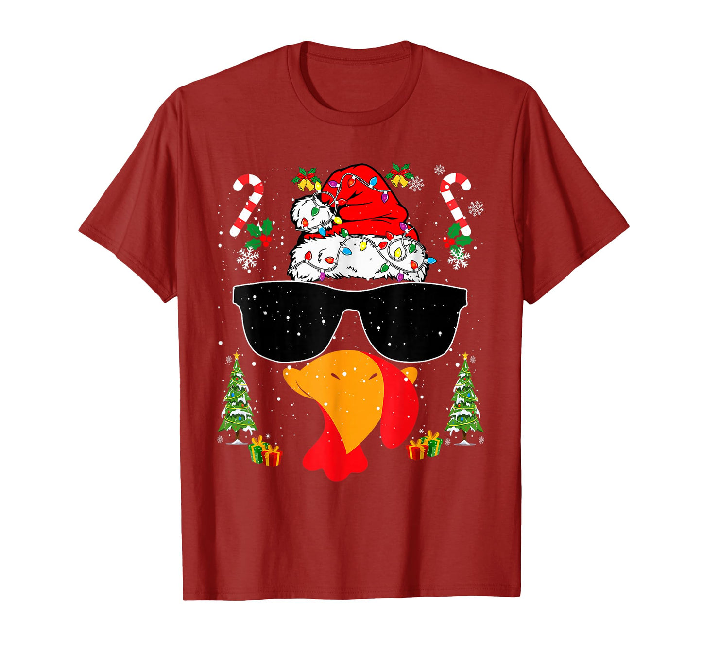 Funny Thanksgiving Santa Turkey Rockstar Xmas 2025 T-Shirt