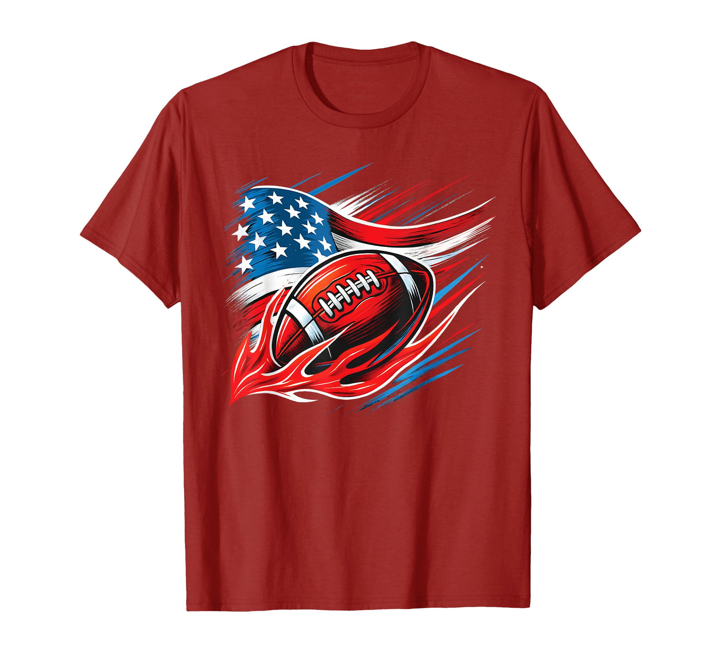 USA Patriotic Men boys American Flag 4th of July Football T-Shirt