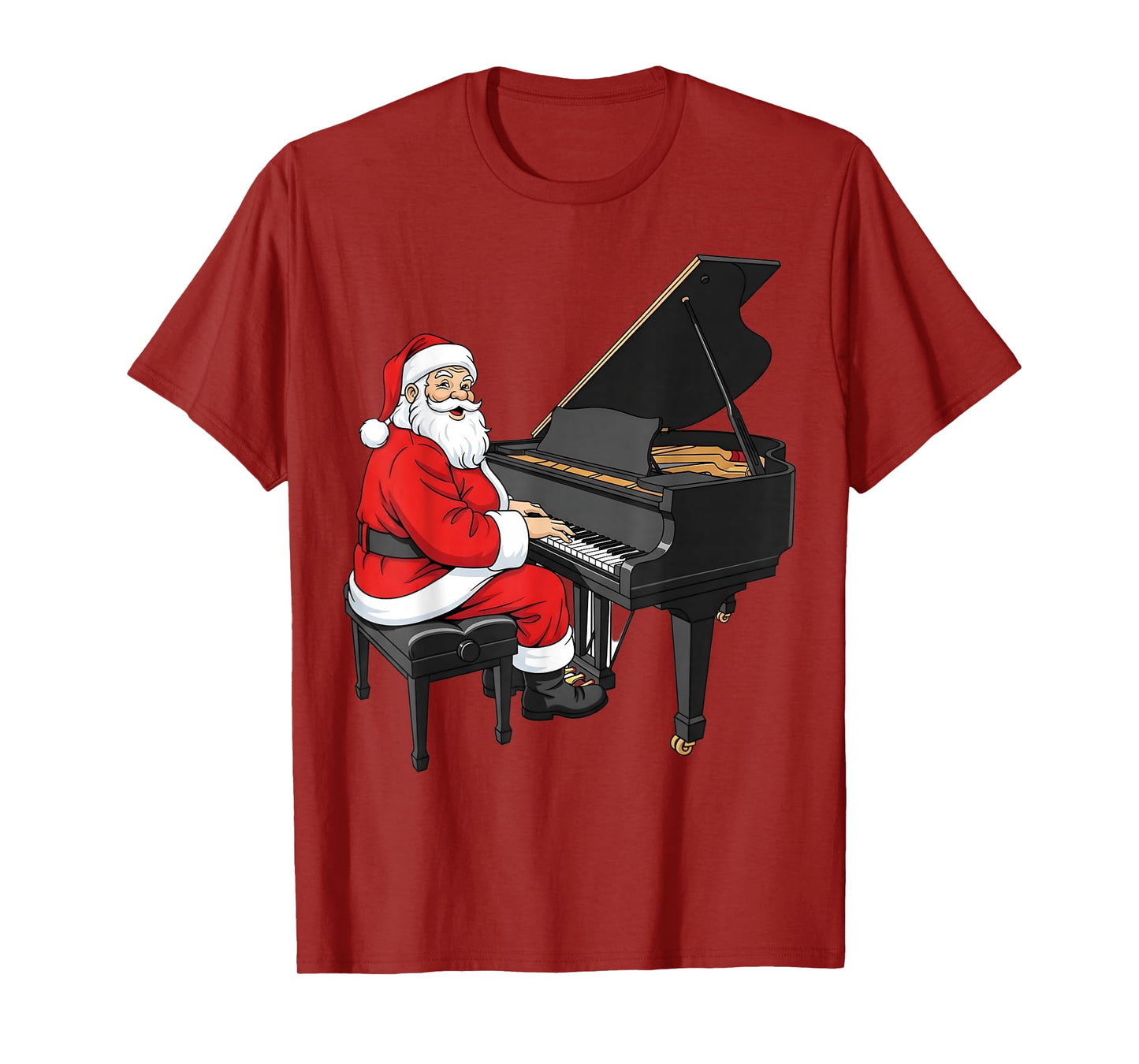Santa Playing Piano Graphic Musician Christmas Xmas Boys Men T-Shirt