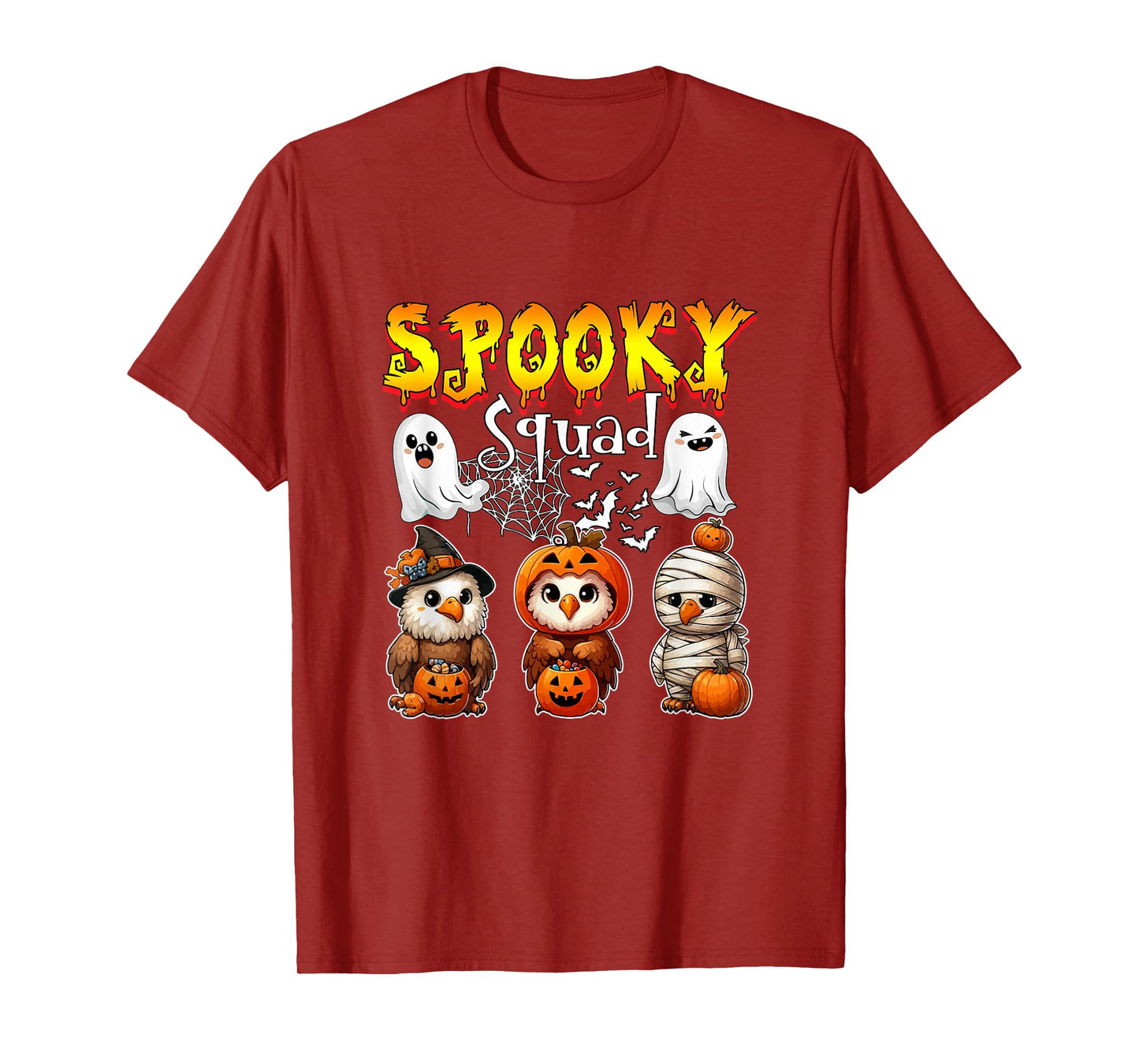 Spooky Halloween Squad Three Cute Eagles Cosplay Witch T-Shirt