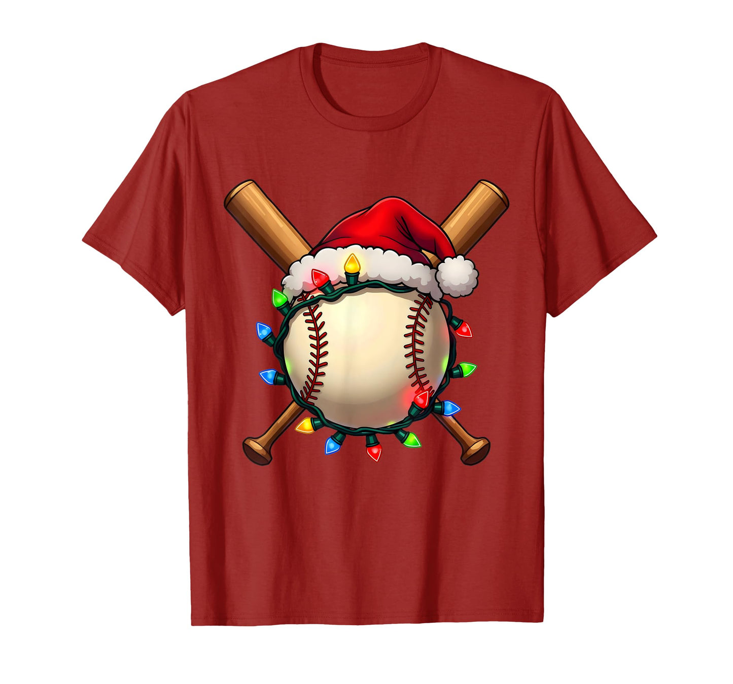 Santa Sports For Men Boys Christmas Day Baseball Player Cool T-Shirt