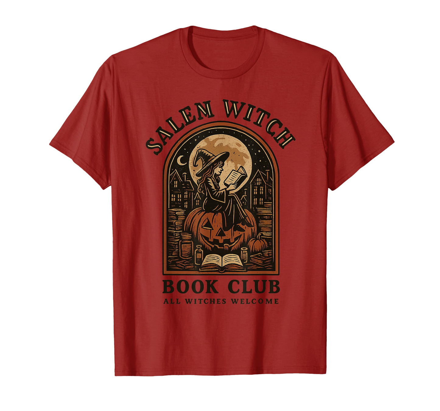 Salem Witch Book Club All Witches Welcome Scary Halloween T-Shirt