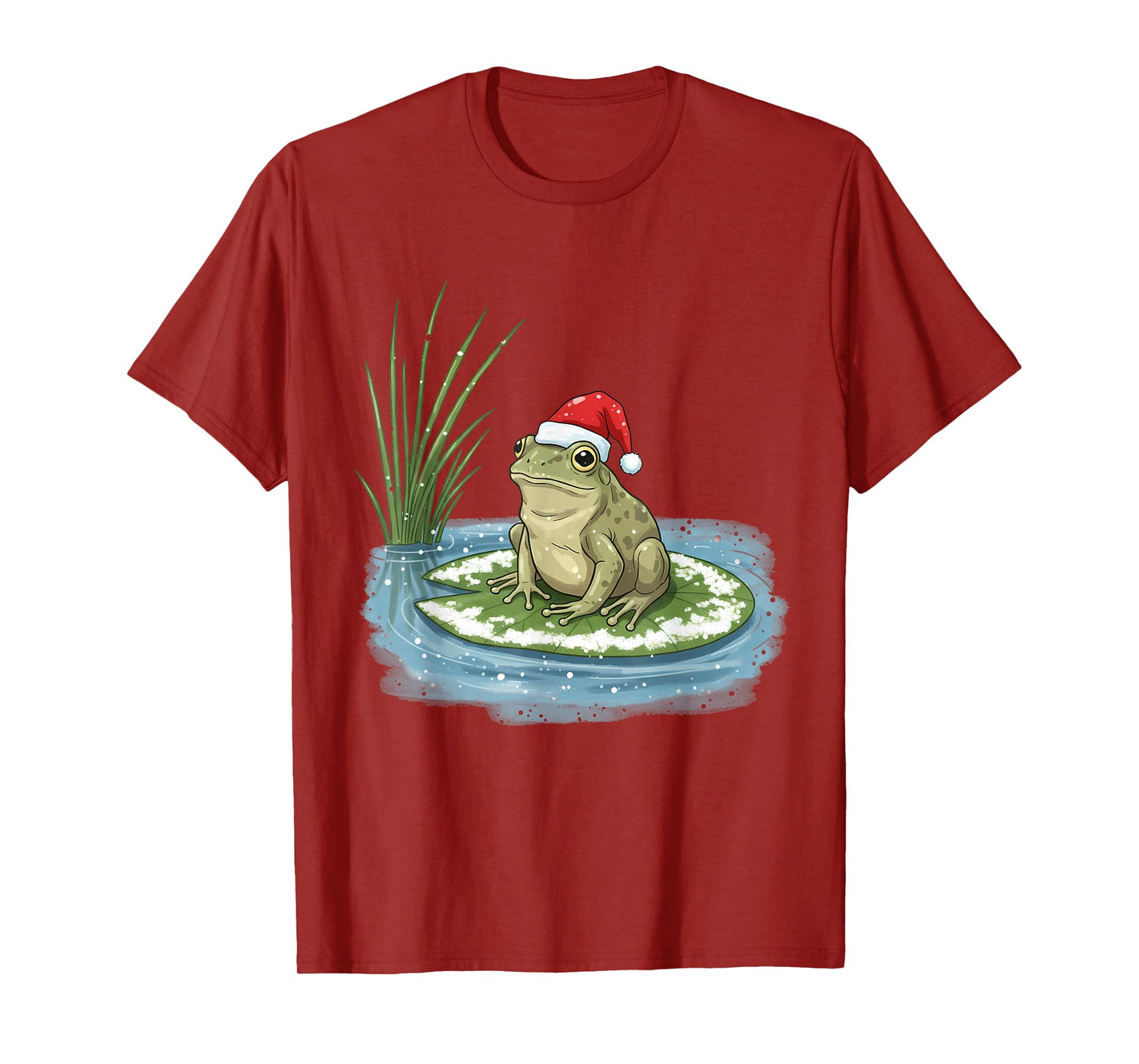 Christmas Frog on Snowy Lily Pad T-Shirt