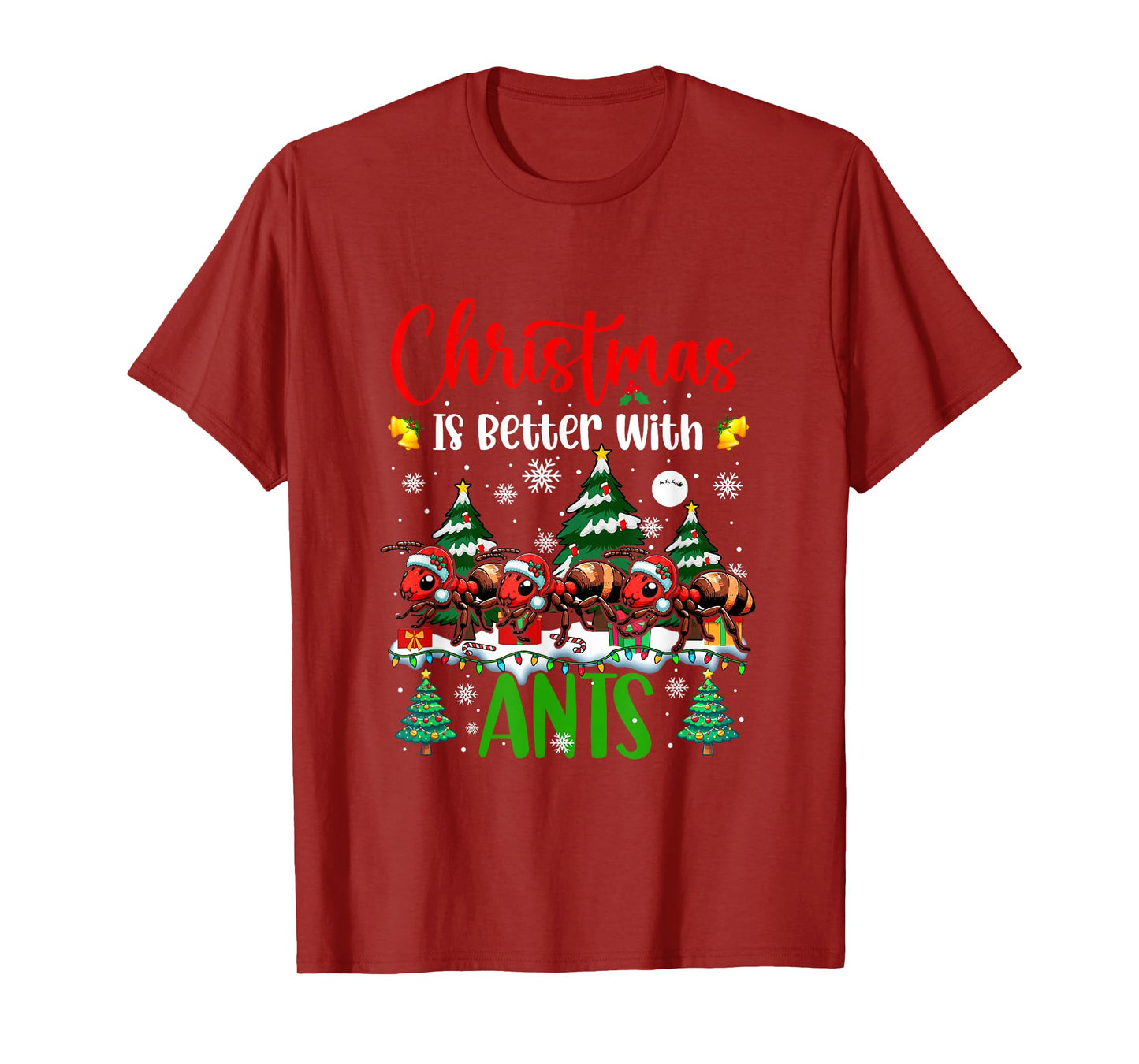 Xmas is Better Funny Joke Ants Lover Christmas Tree T-Shirt