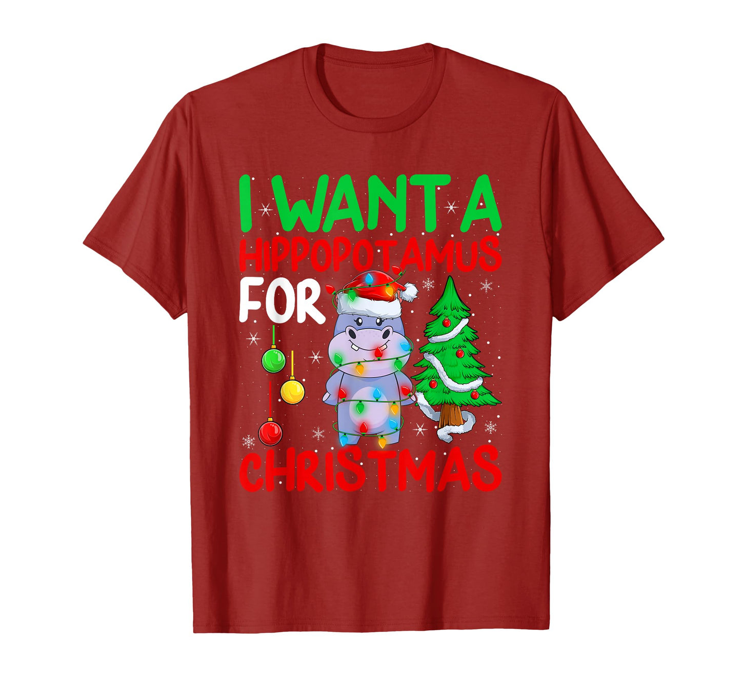 I Want A Hippopotamus for Christmas Hippo Xmas Boys Girls T-Shirt