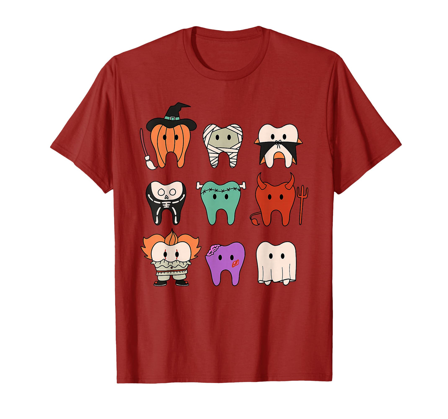 Funny Cute Dental Hygiene Monsters Teeth Squad Halloween T-Shirt