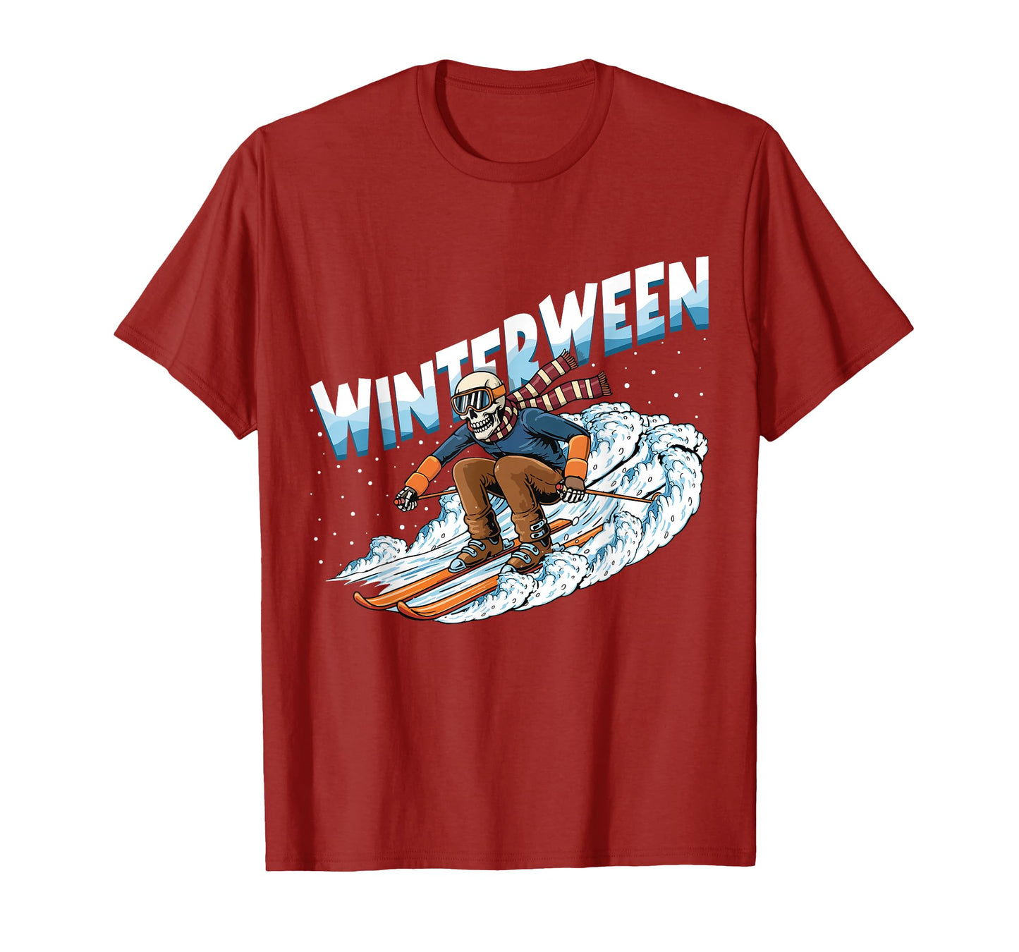 Winterween Winter Halloween Skeleton Skiing T-Shirt