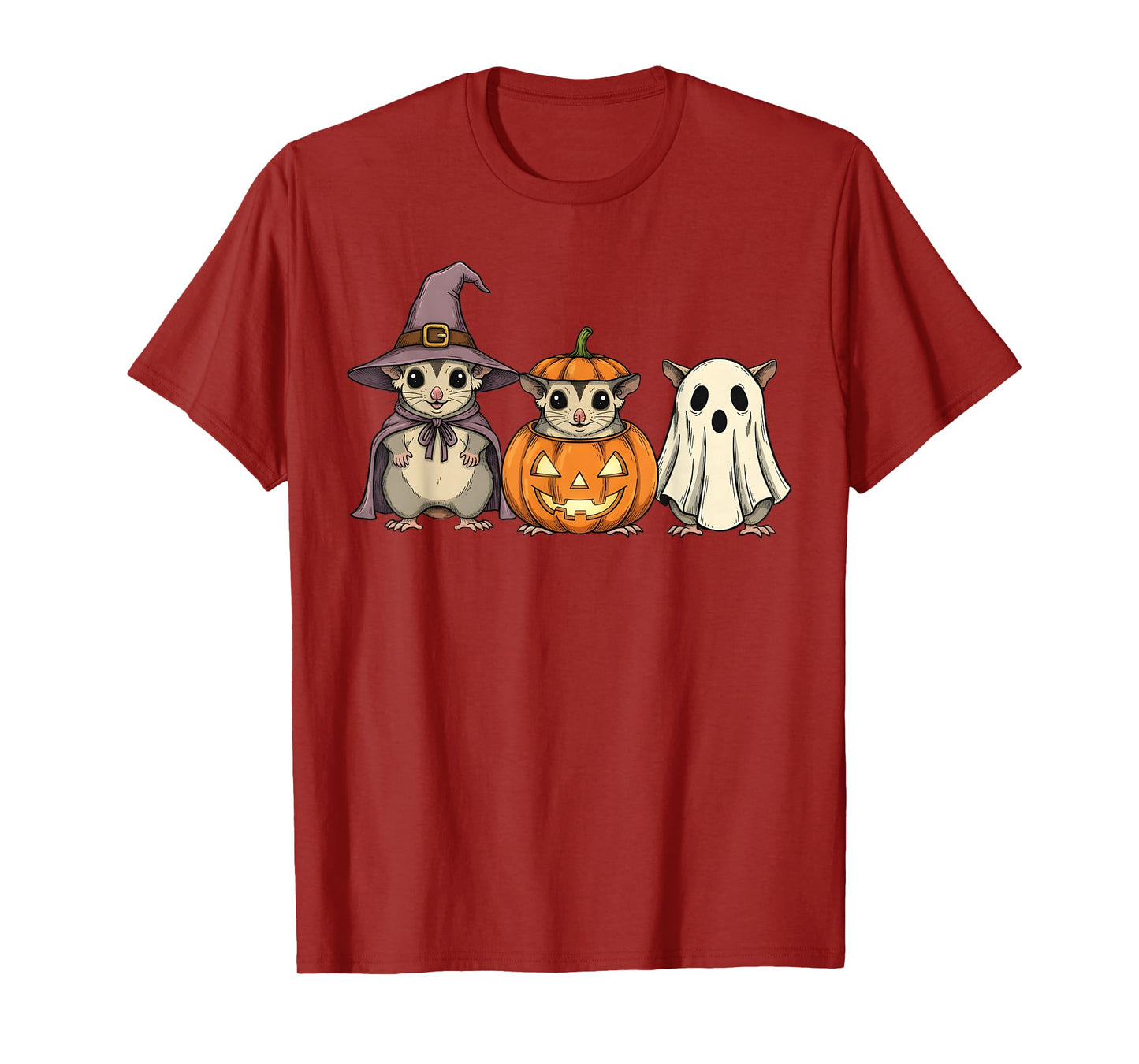 Spooky Ghost Sugar Glider Lover Pumpkin Halloween T-Shirt