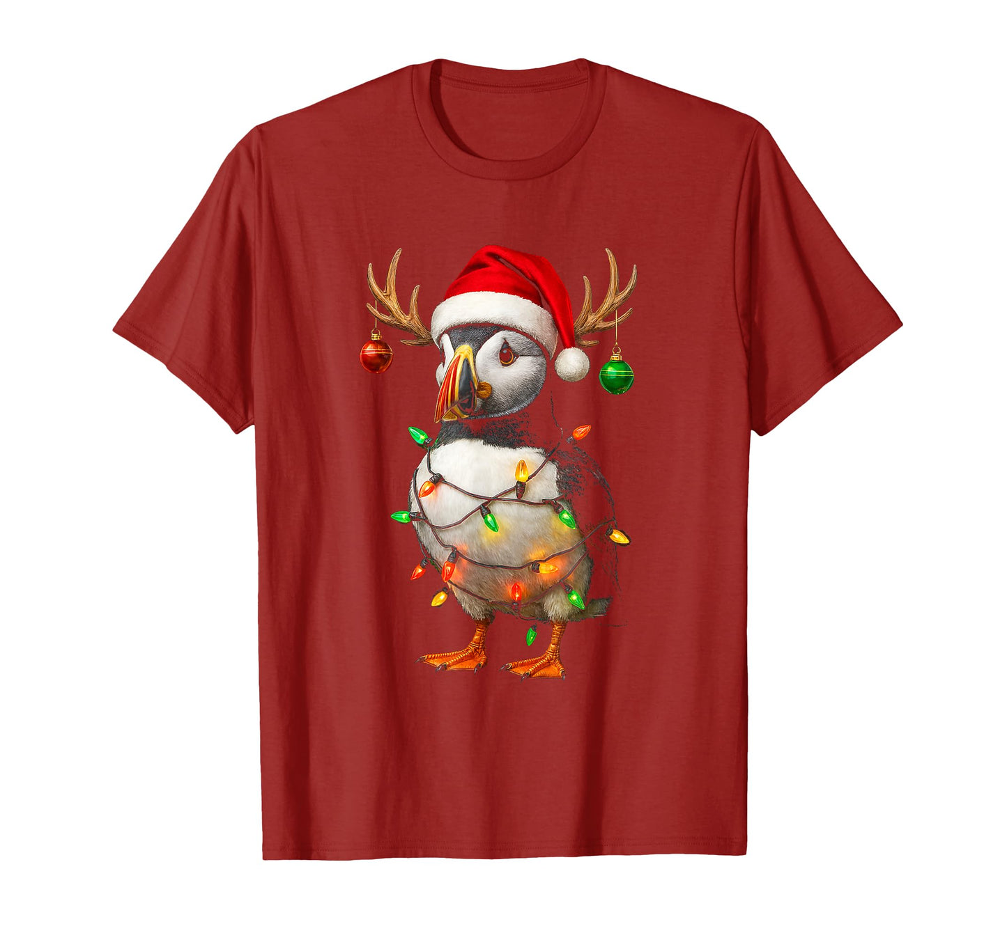 Puffin Christmas Santa Hat Lover T-Shirt