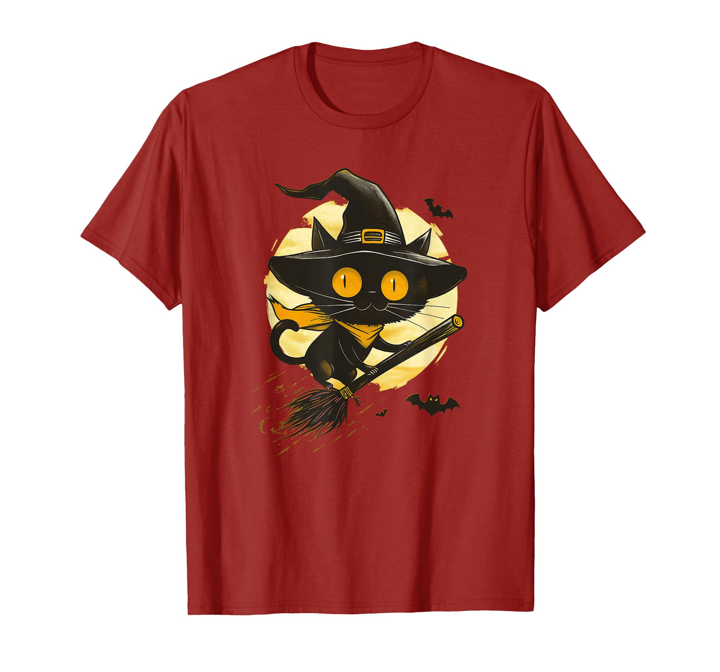 Spooky Black Cat Witch Halloween T-Shirt