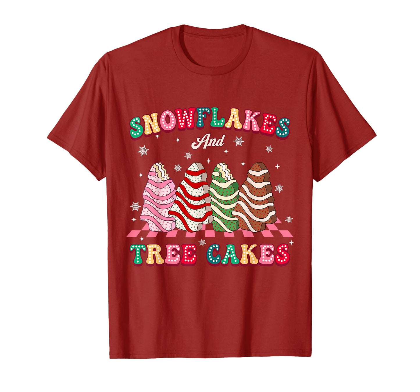 Snowflakes and Tree Cakes Christmas Cake Pajamas for Family T-Shirt
