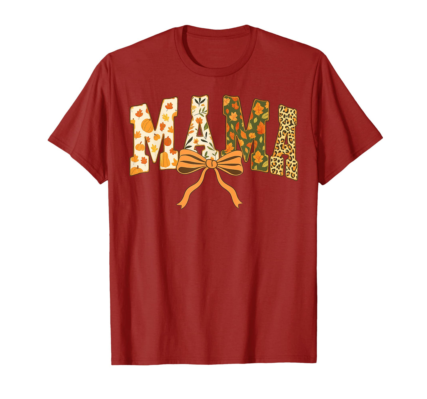 Mama Coquette Bow Pumpkin Thanksgiving Autumn Fall Leaves T-Shirt
