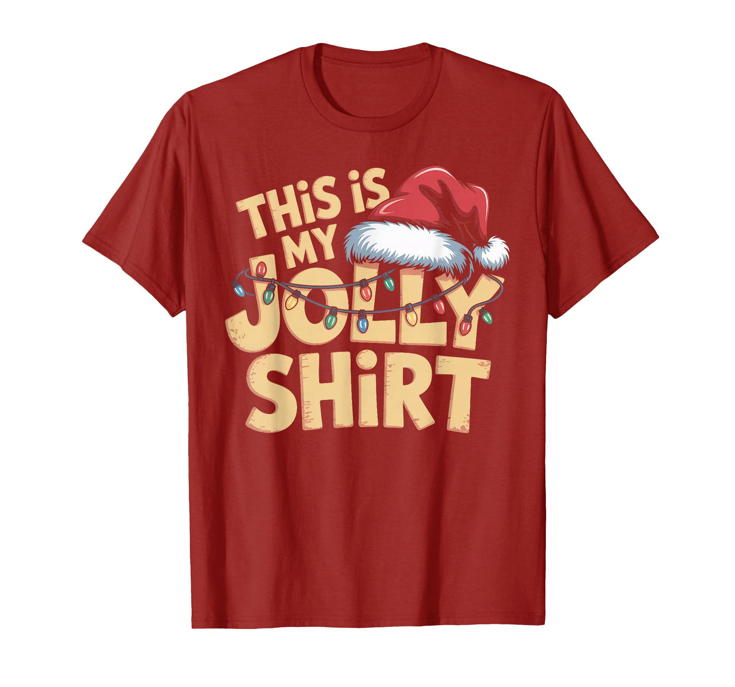 This is My Jolly Shirt Christmas Lights Santa Hat T-Shirt