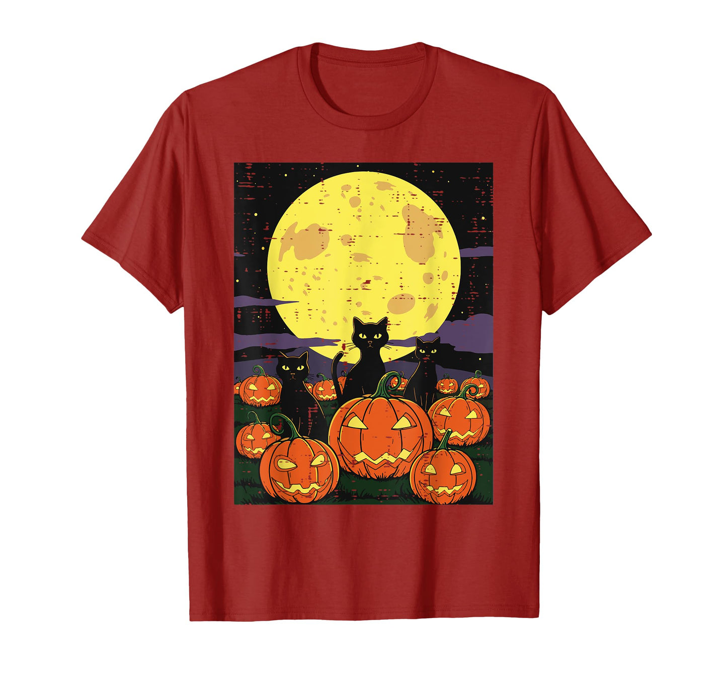 Halloween Black Cats Pumpkins Moon Costume Women Girls Kids T-Shirt