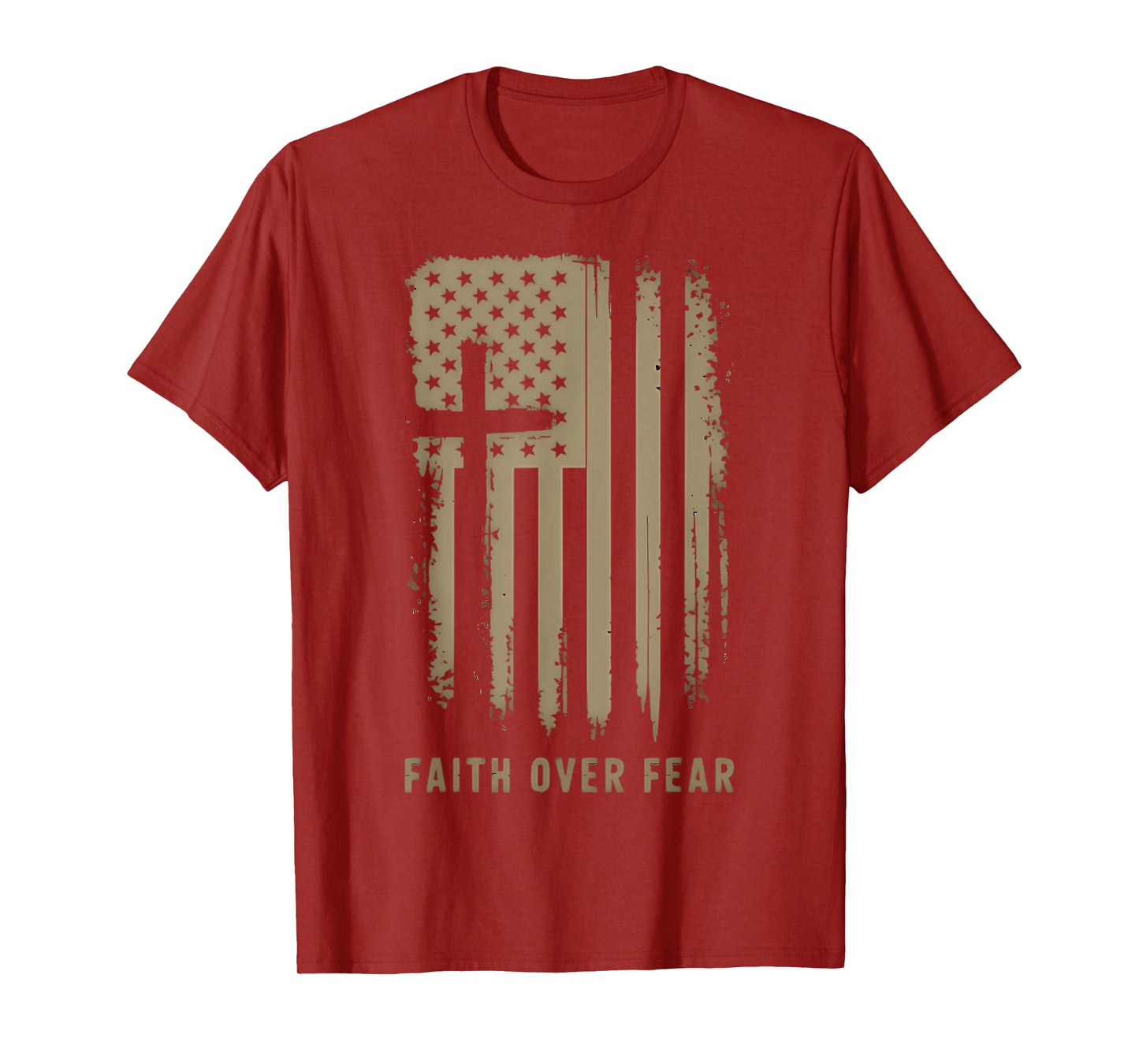 Faith Over Fear Christ Is King Vintage American Flag T-Shirt