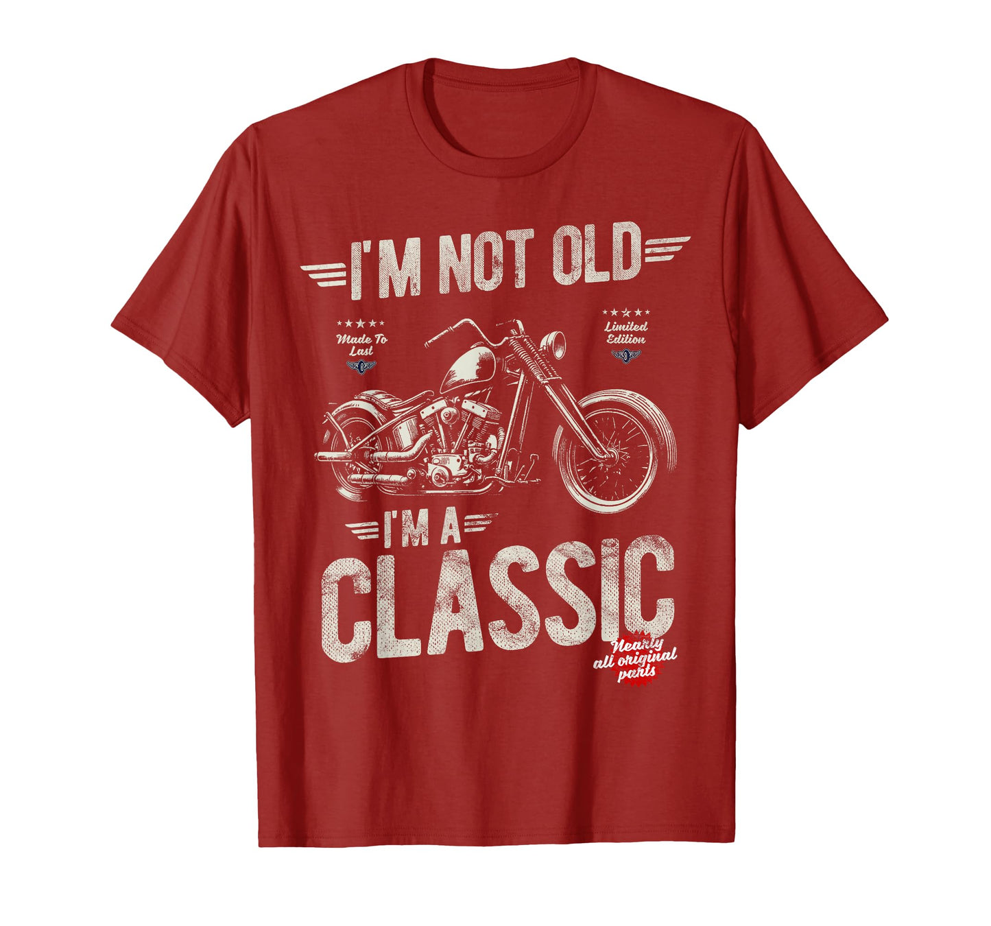 I'm Not Old I'm A Classic. Vintage, Retro Motorbike Birthday T-Shirt