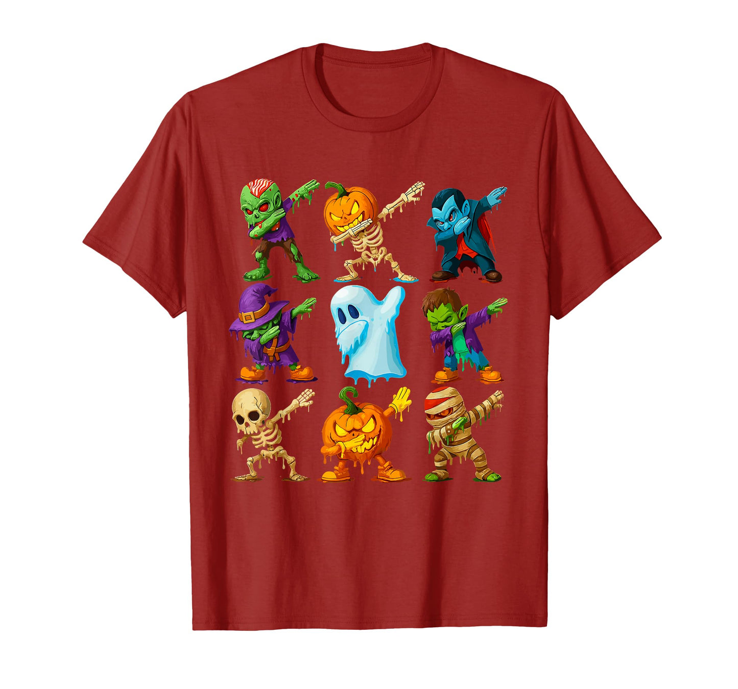 Dabbing Skeleton Zombie Scary Pumpkin Mummy Halloween boy T-Shirt