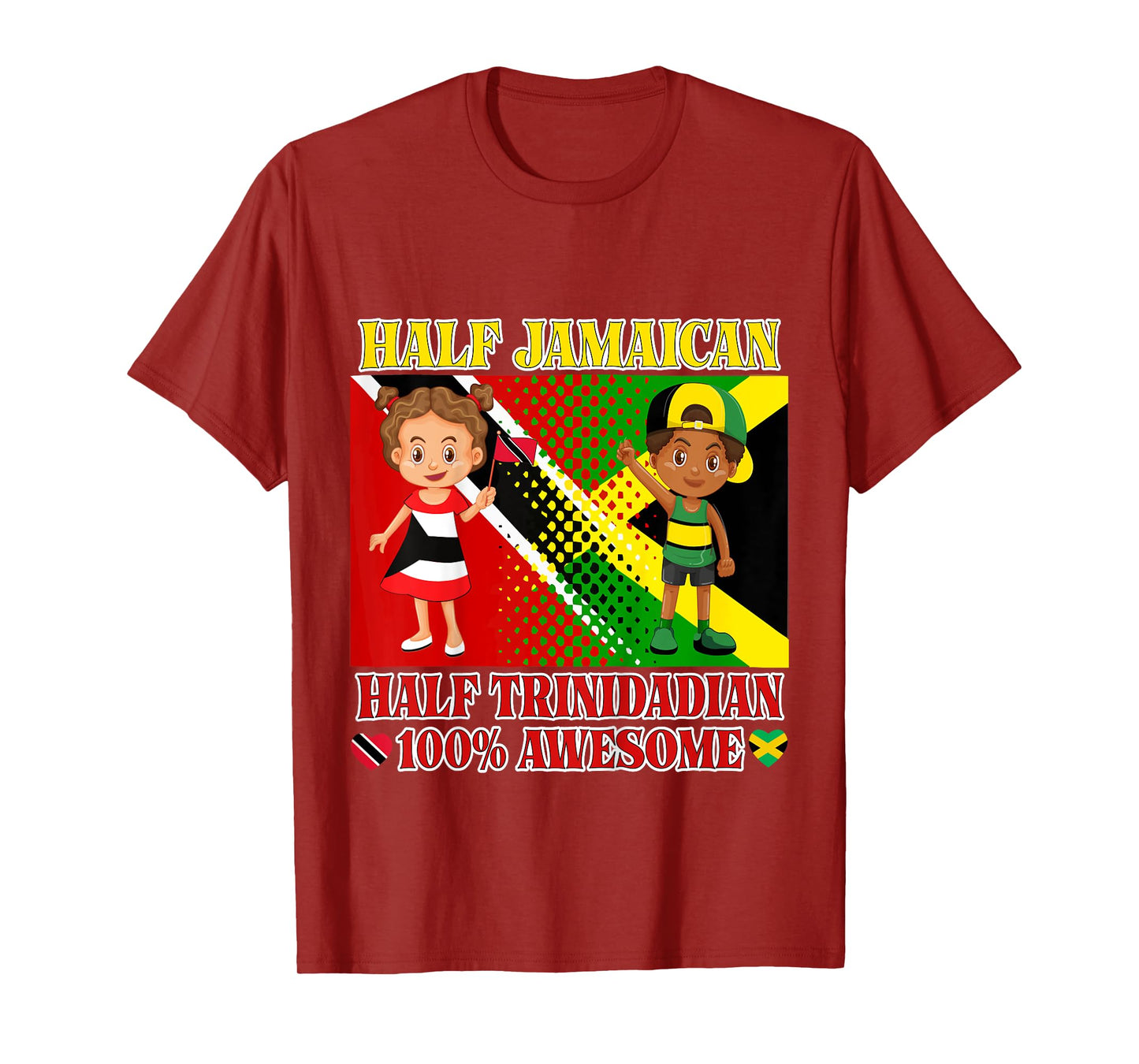 Half Trini Half Jamaican Toddler Trinidad Flag Root Girl Boy T-Shirt