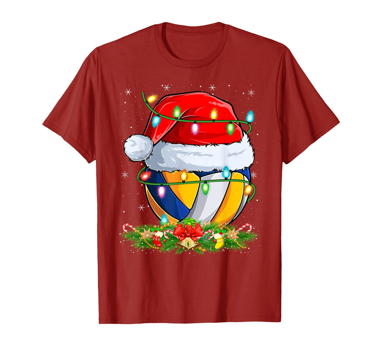 Volleyball Christmas Lights Funny Volleyball Player Xmas T-Shirt