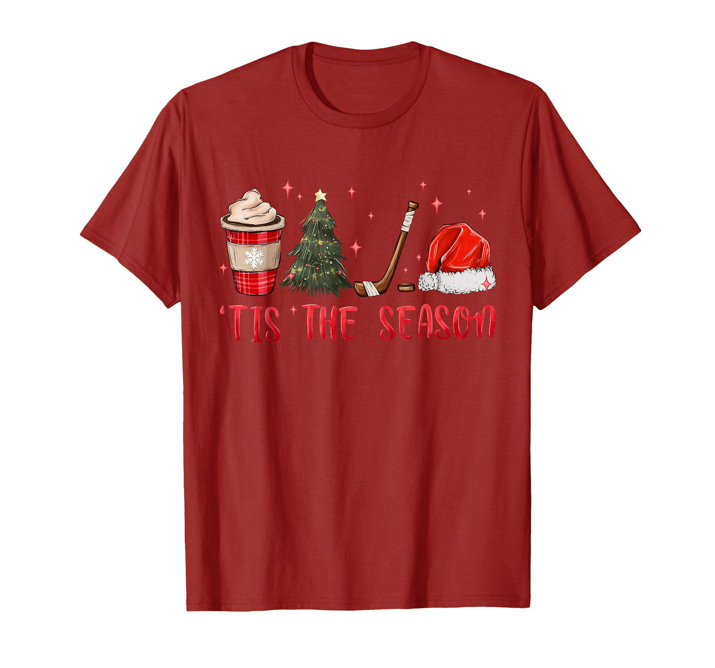 Tis The Season Hockey Coffee Xmas Tree Ice Hockey Christmas T-Shirt