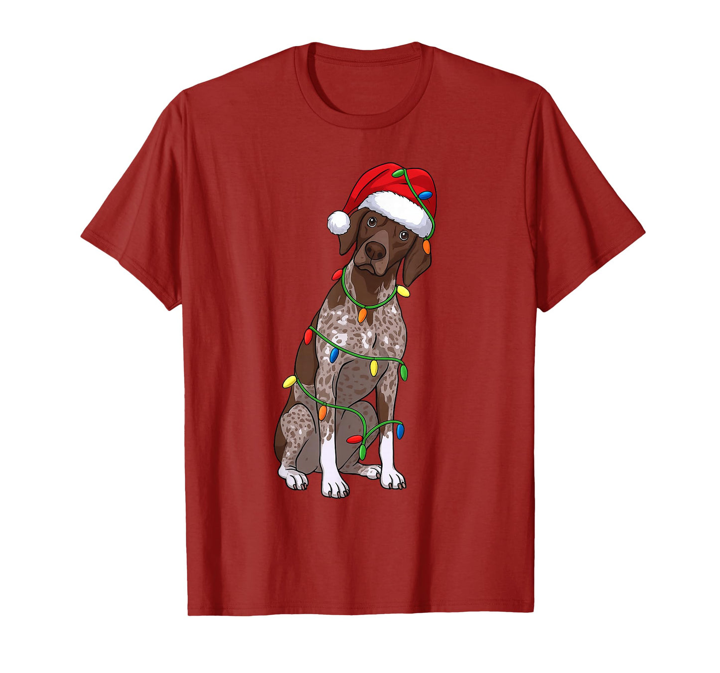German Shorthaired Pointer Christmas Tree Lights Holiday Dog T-Shirt