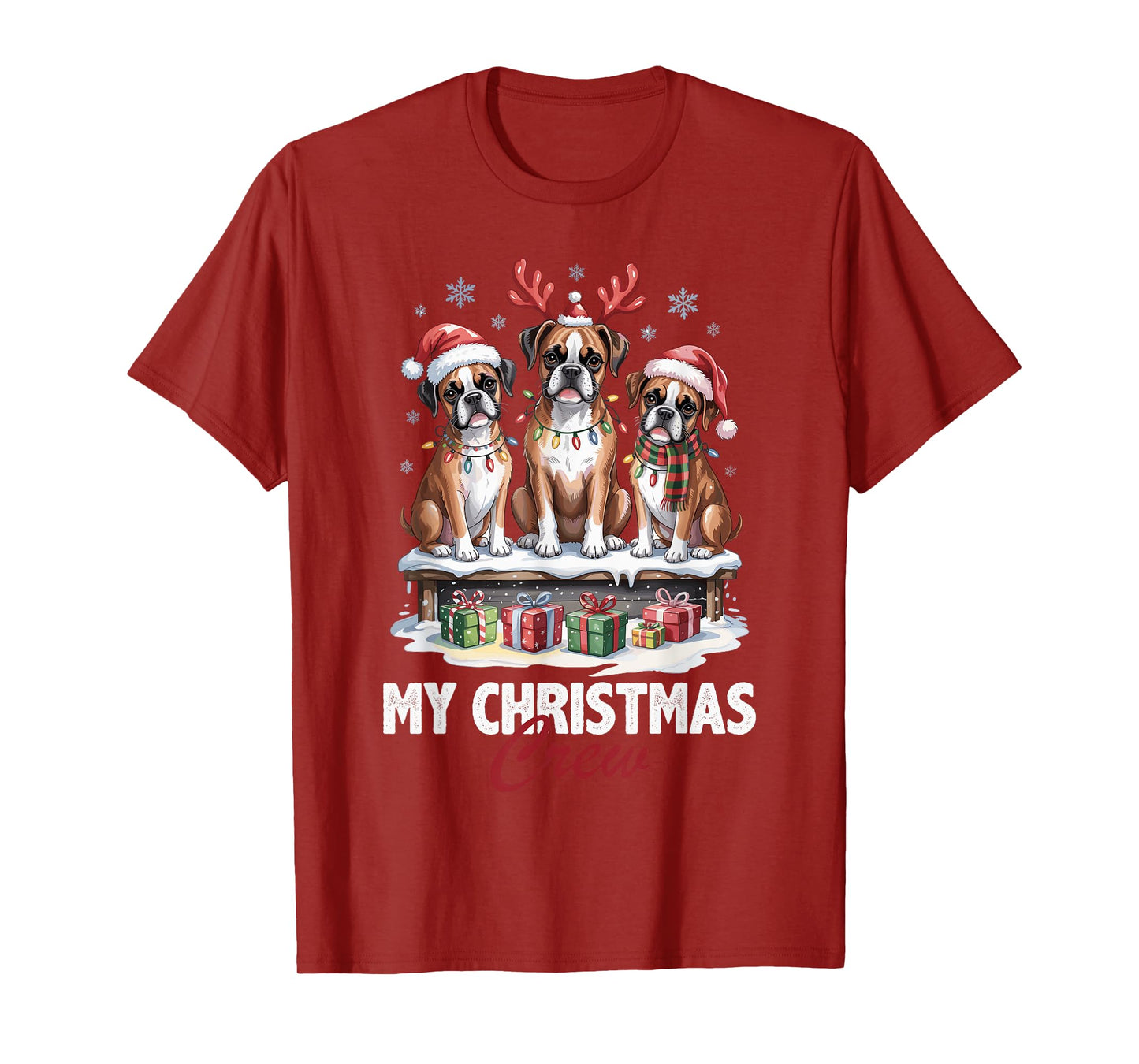 Boxer Christmas Crew Funny Dog Lovers Holiday Pajama T-Shirt