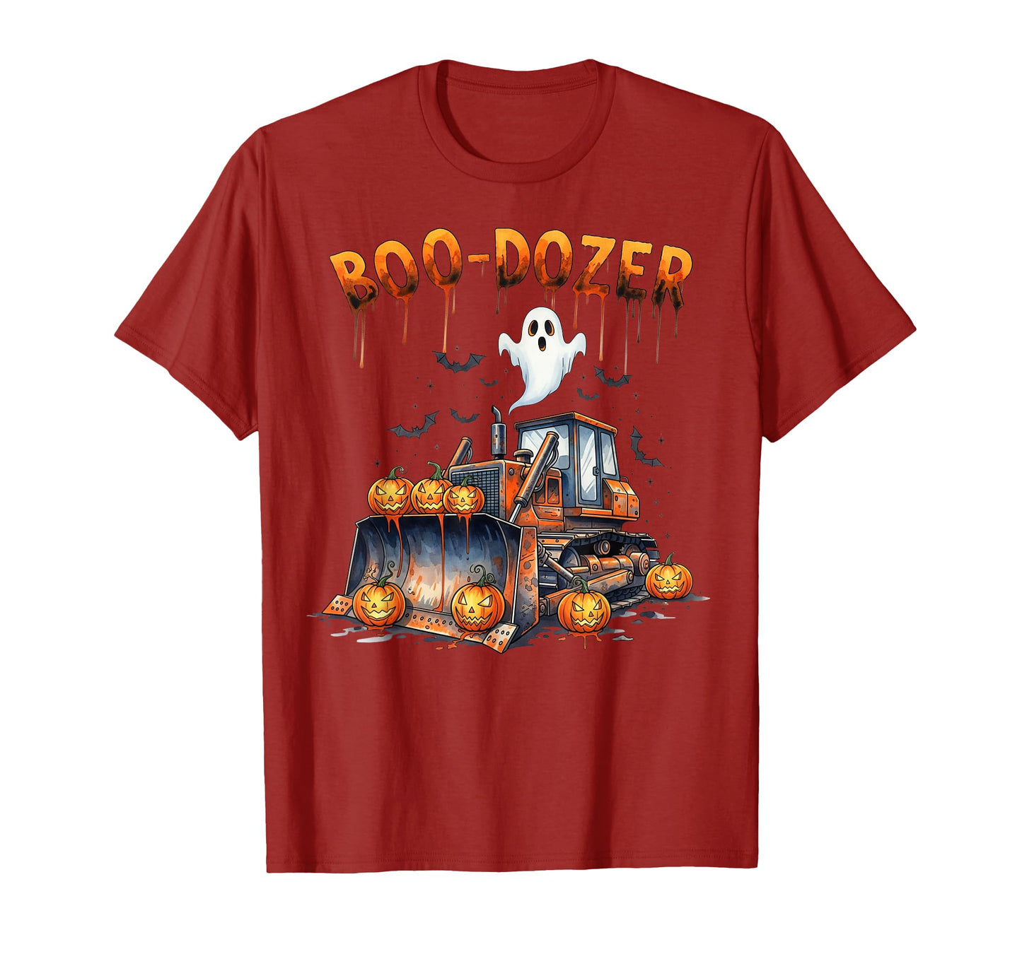 Boo Dozer Ghost Bulldozer Halloween Construction Trucks Kids T-Shirt