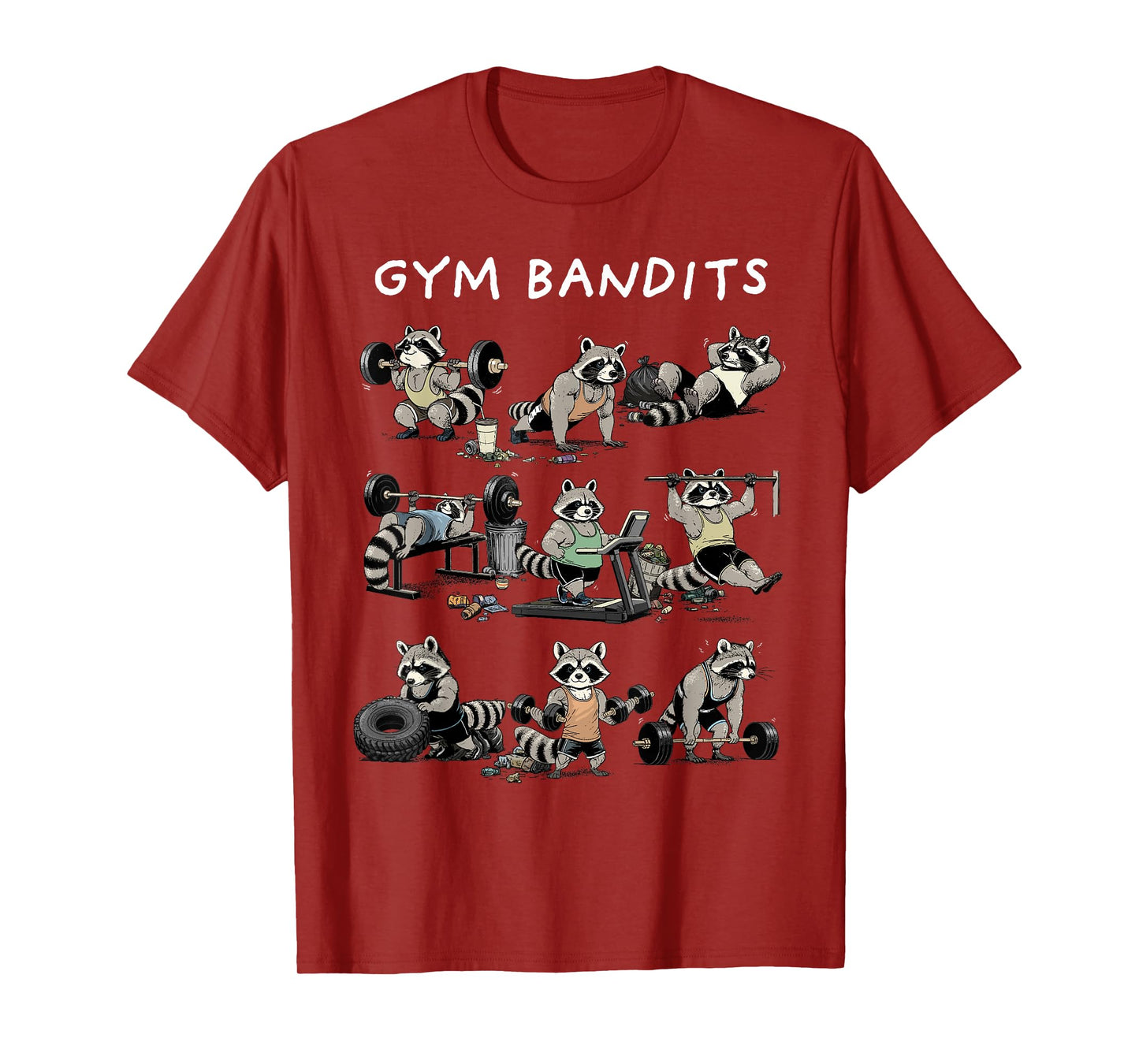 Raccoon Shirt Funny Fitness Gym Bandits Raccoon Workout T-Shirt
