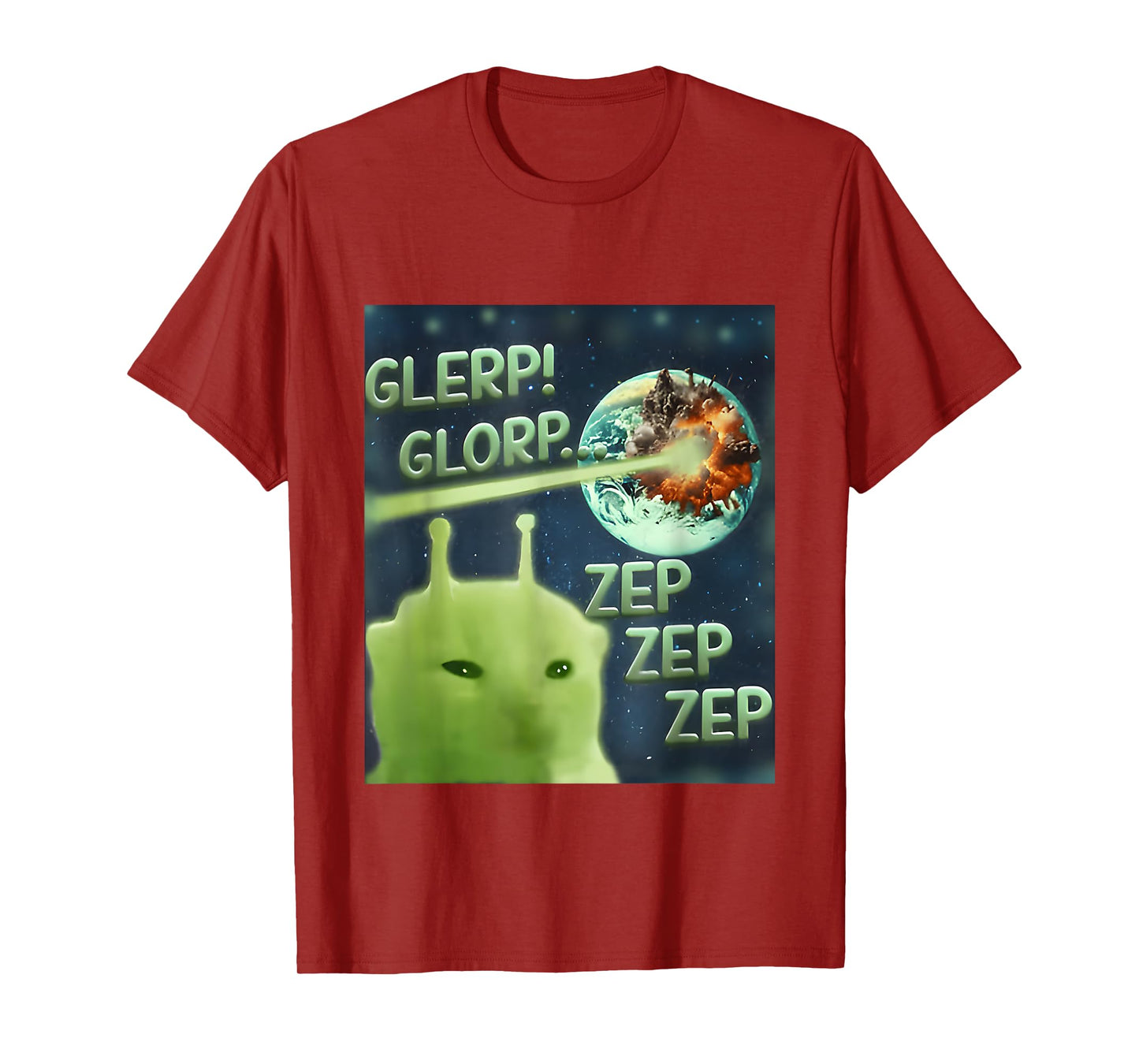 Glerp Glorp Funny Alien Cat Meme, Brainrot Tee, Costume T-Shirt