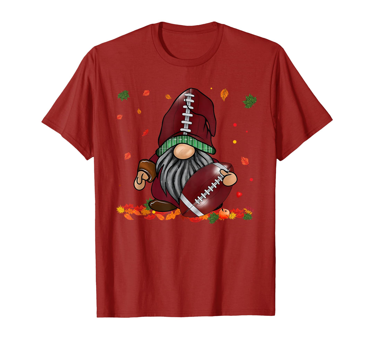 Gnome Football Season Thanksgiving Fall Leaves Autumn T-Shirt