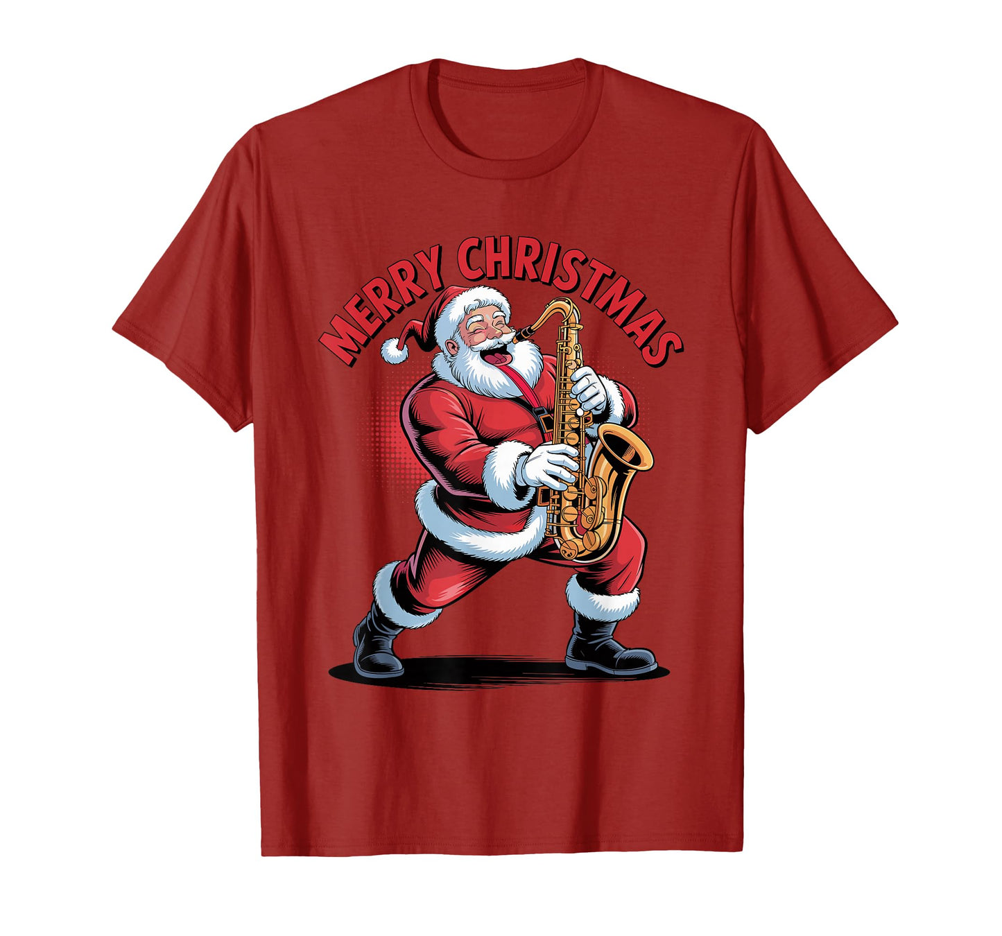 Santa Playing Saxophone Funny Holiday Christmas Xmas Pajama T-Shirt