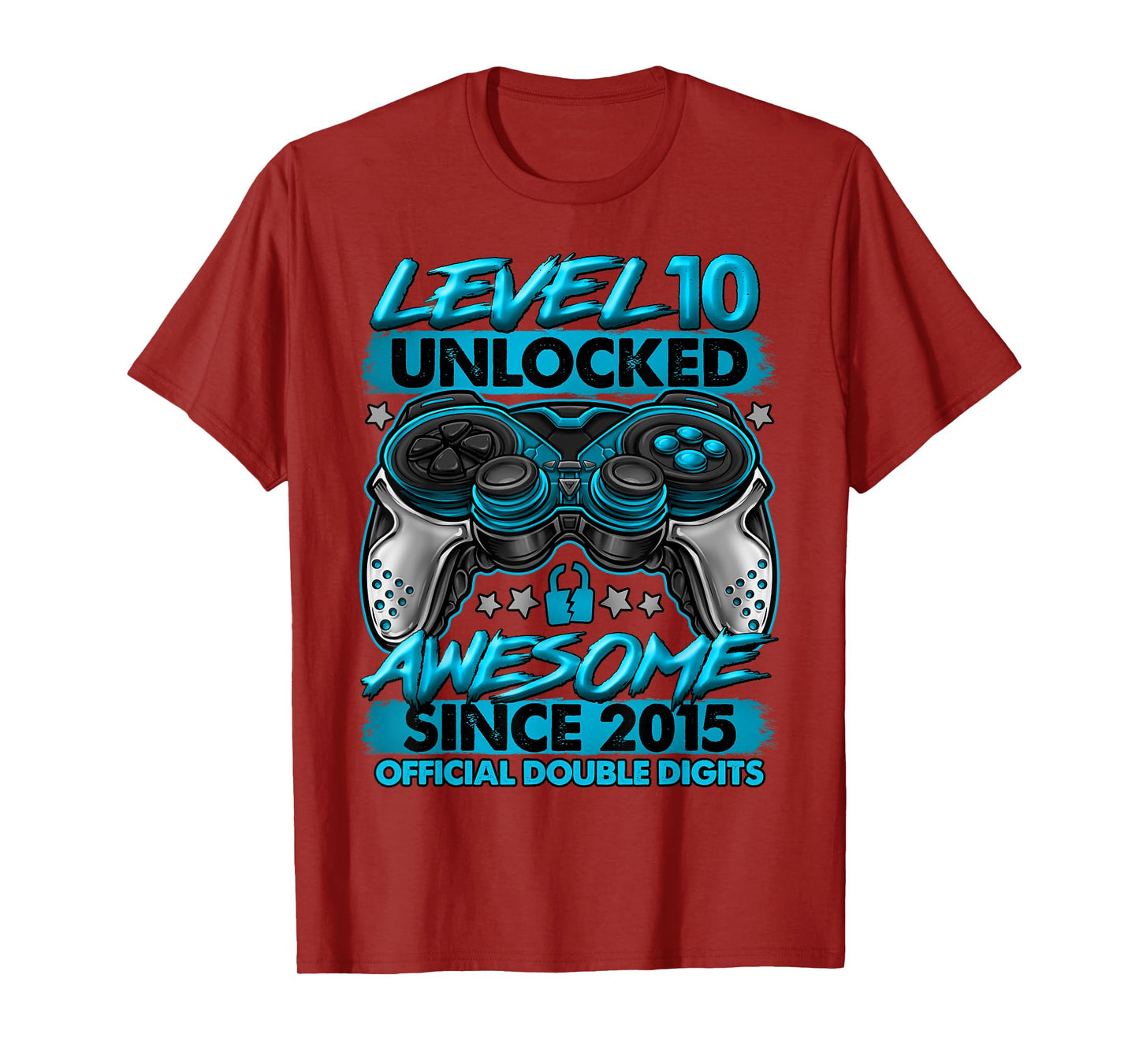 Official Double Digits Level 10 Unlocked 10th Birthday Boy T-Shirt