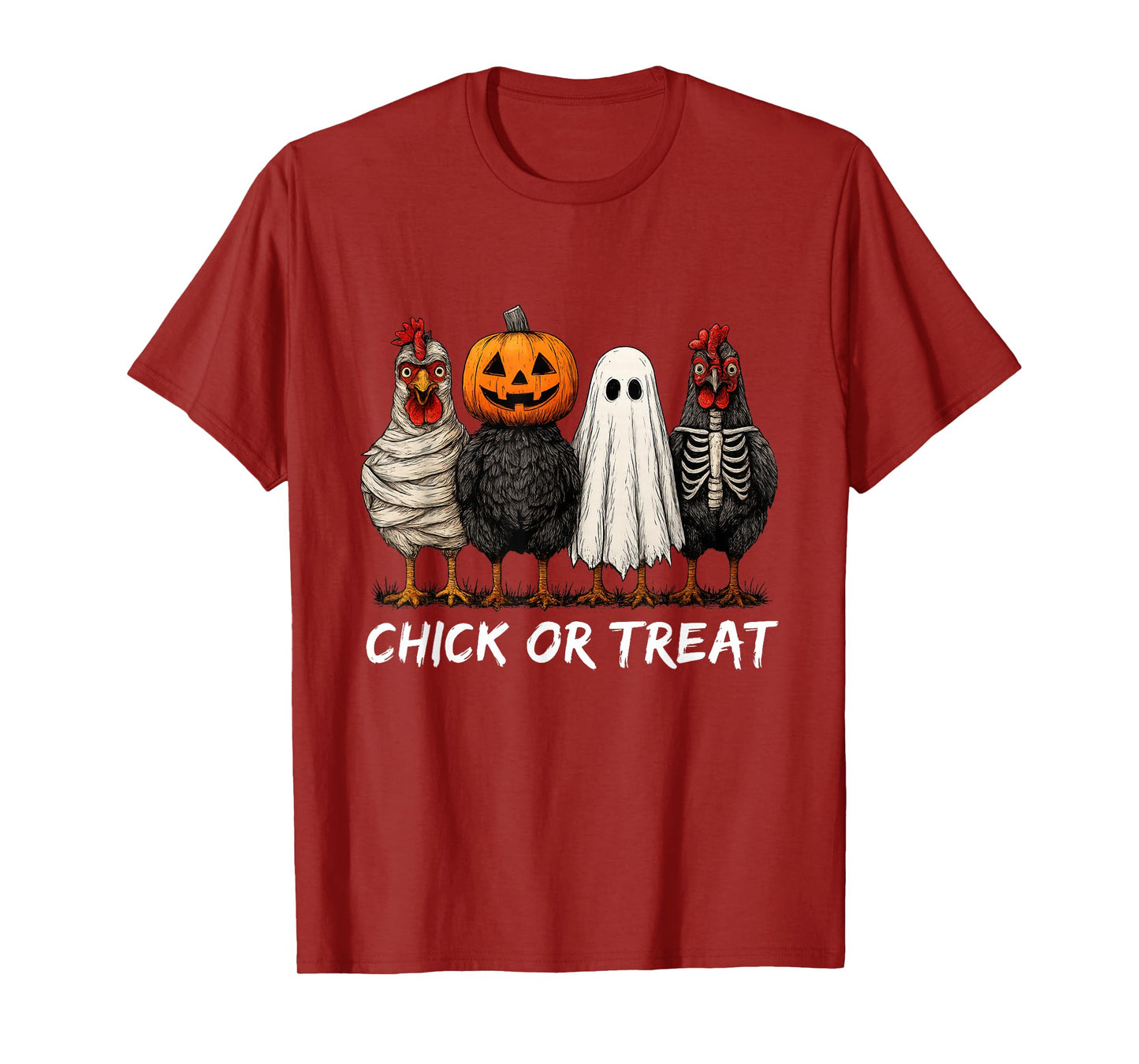 Chick Or Treat Halloween Pumpkin Ghost Spooky Funny Chicken T-Shirt