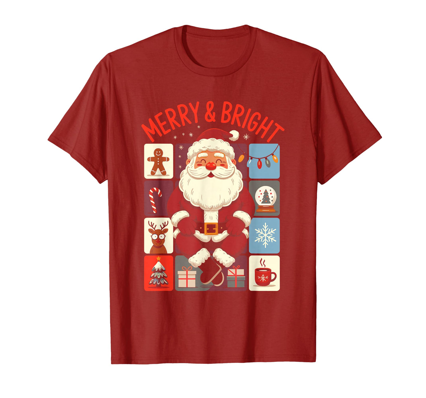 Cute Merry and Bright Santa Christmas T-Shirt