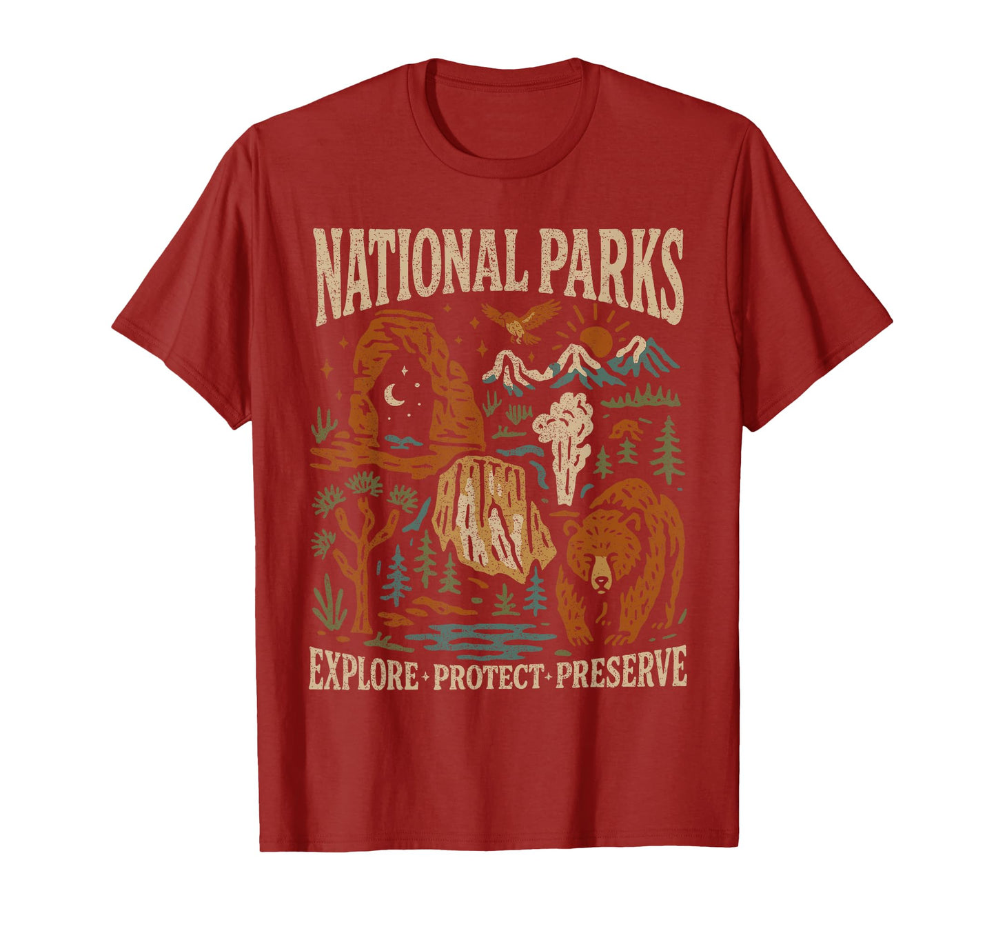 Explore Protect Preserve Park Bear, National Park Lover Gift T-Shirt