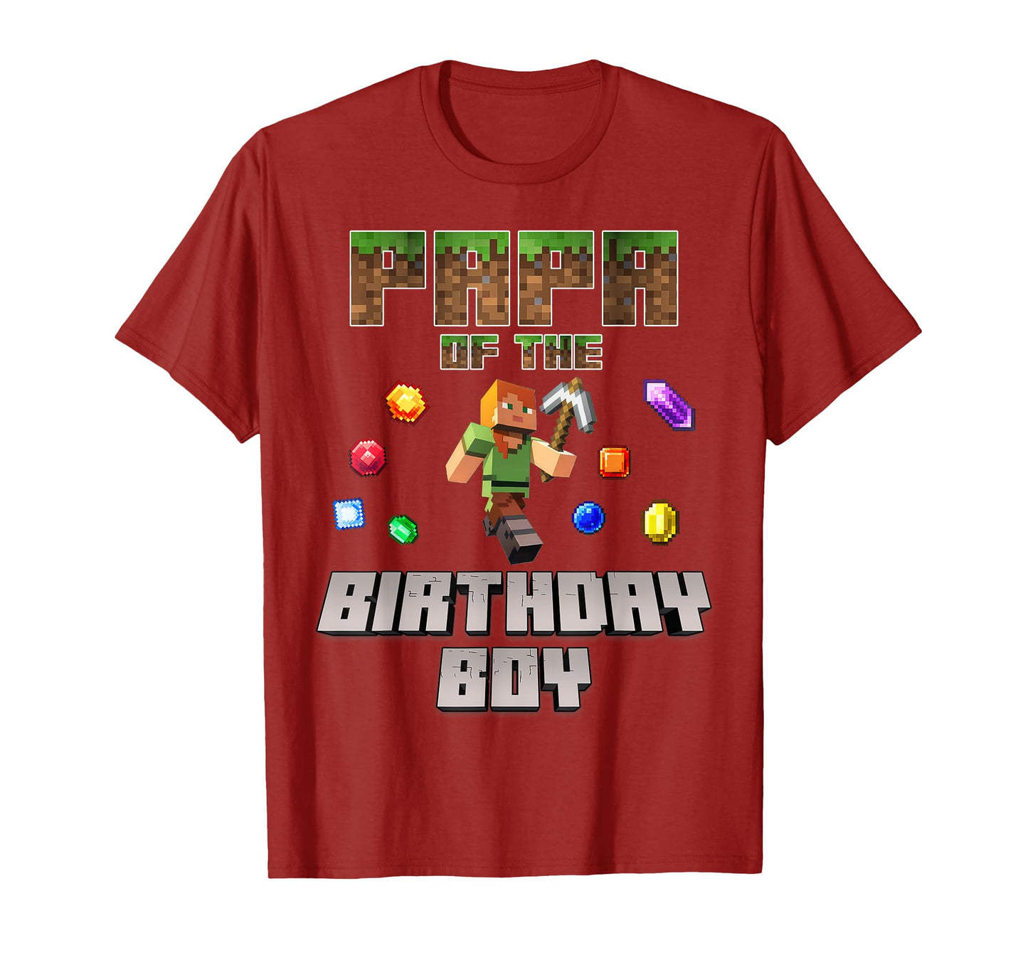 Papa Of The Birthday Boy Video Gamer Pixel Number T-Shirt