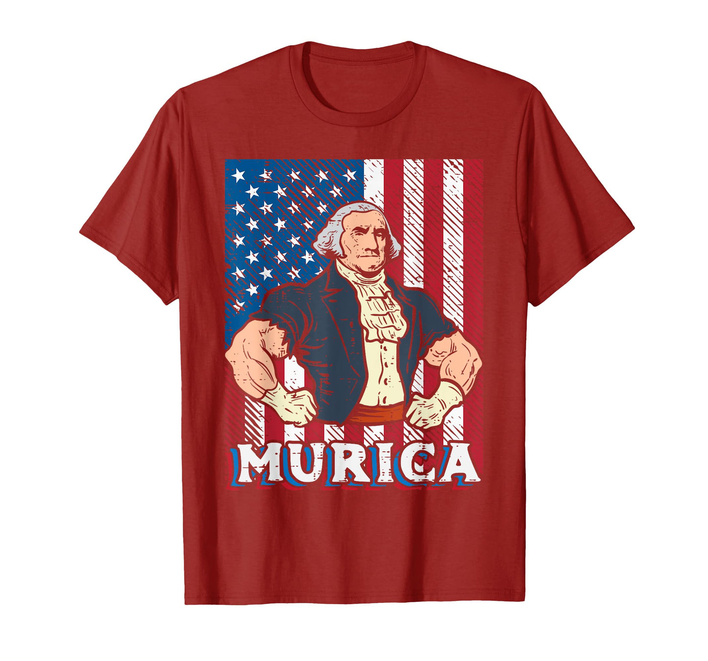 4th July Buff George Washington Murica Gym Patriot Men Women T-Shirt