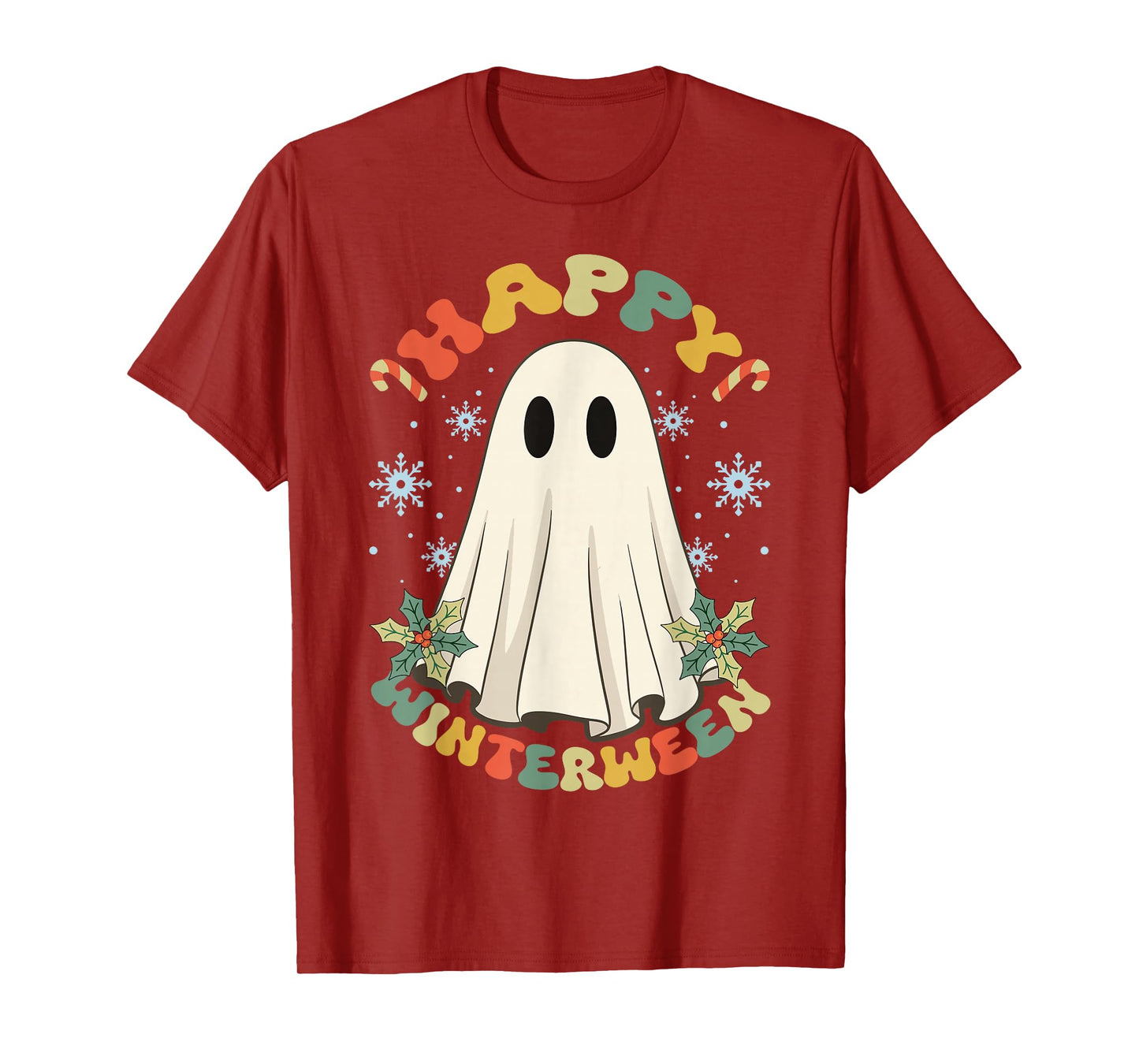 Happy Winterween Winter Halloween Christmas Retro Vintage T-Shirt