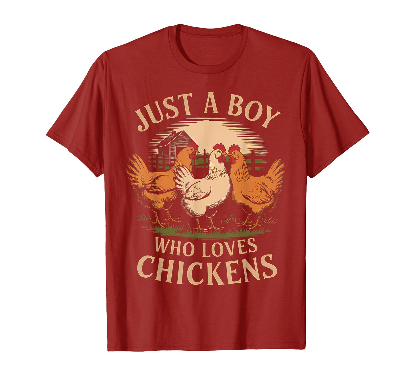 Just a Boy Who Loves Chickens Farm Life Vintage Boys Chicken T-Shirt
