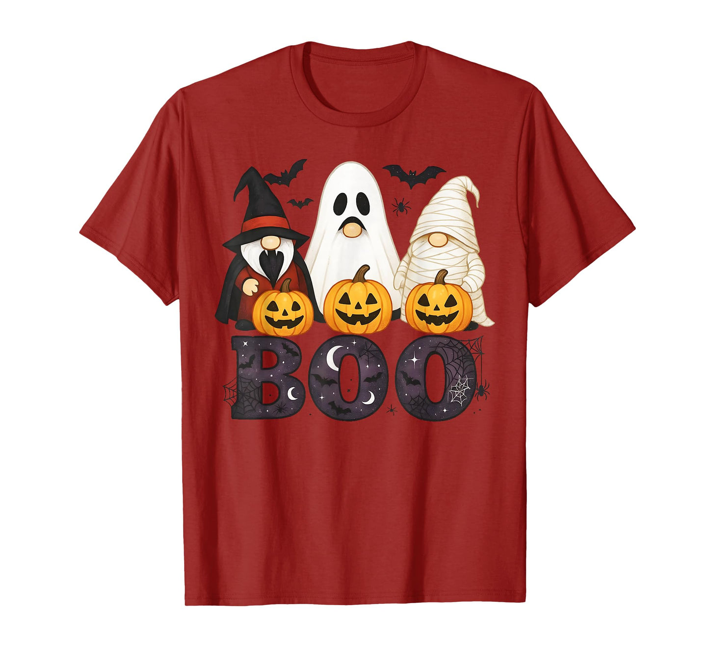 Spooky Cute Boo Witch Gnome Halloween Pumpkins Spiders Women T-Shirt