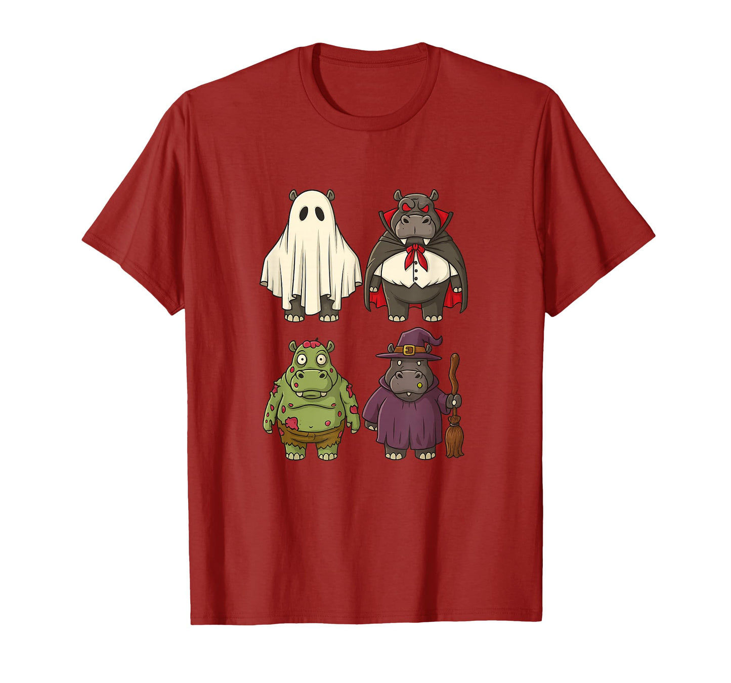 Hilarious Hippo Halloween | Hippo Ghost | Witch Halloween T-Shirt